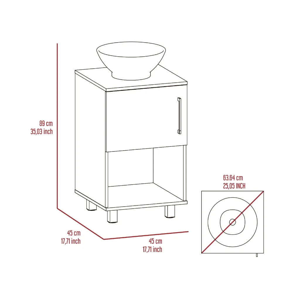 Mueble Lavamanos Gorby,Wengue, Con Puerta Abatible E Incluye Lavamanos