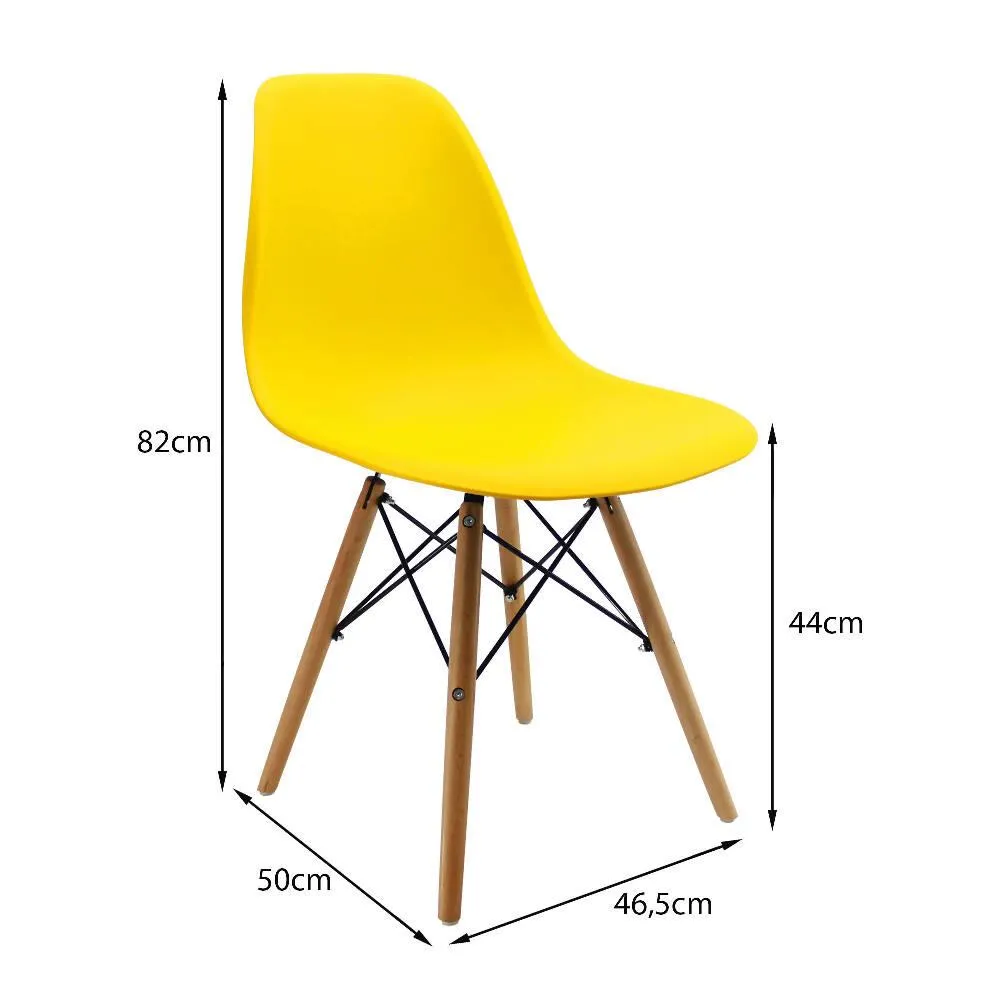 Kit Por 4 Sillas Eames Patas En Madera Para Comedor, Amarillas