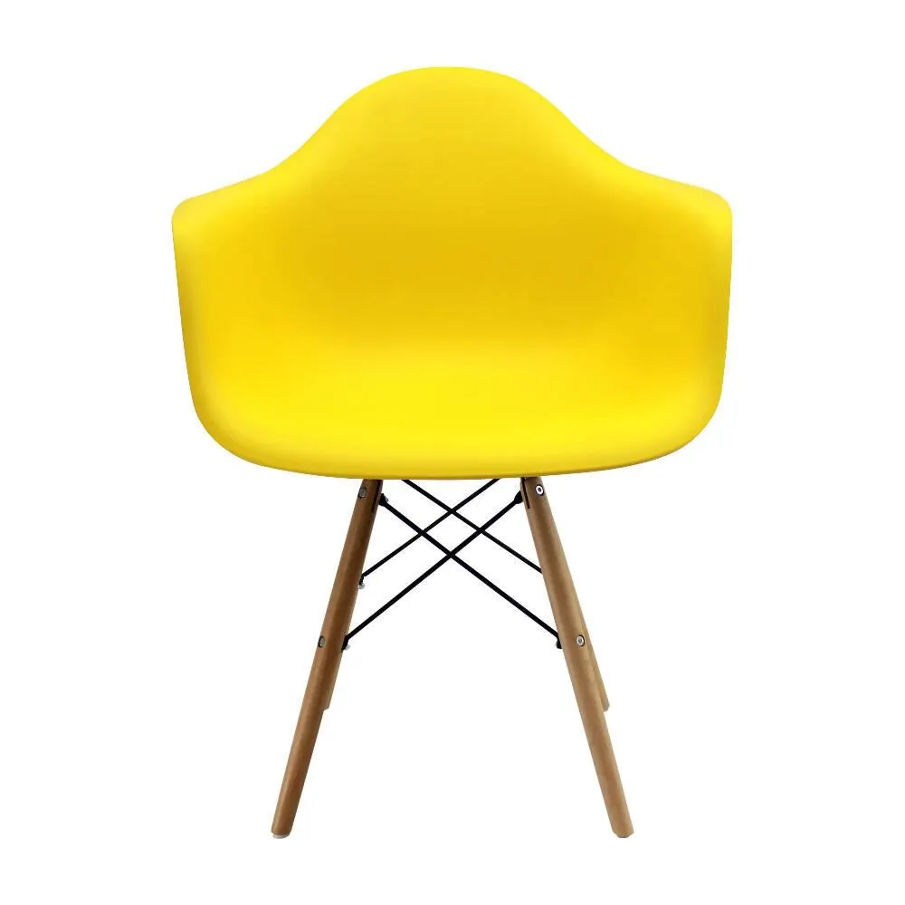 Kit Por 2 Silla Eames Con Brazos Patas En Madera   Amarillo