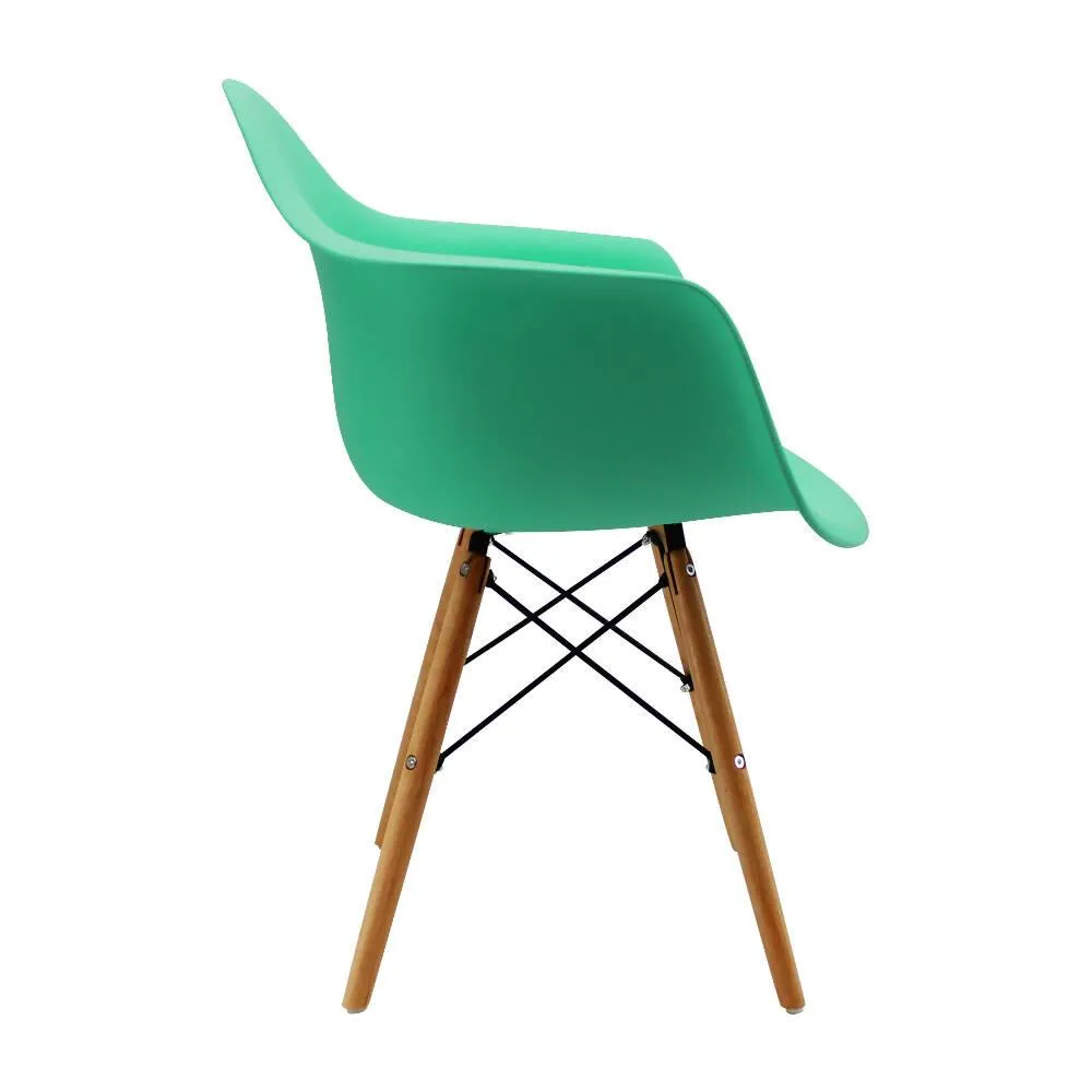 Silla Eames Con Brazos Patas En Madera Verde Menta