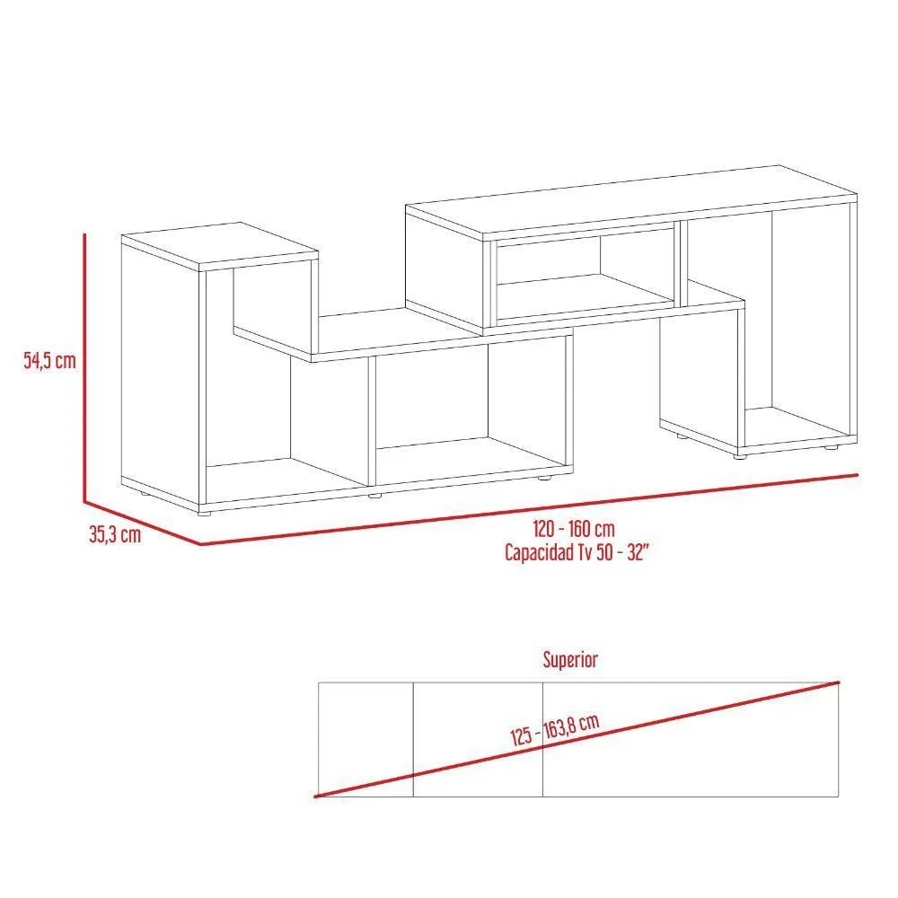 Mesa Para Tv Ascher, Chocolate Y Blanco, Con Espacio Para Televisor De Hasta 40 Pulgadas