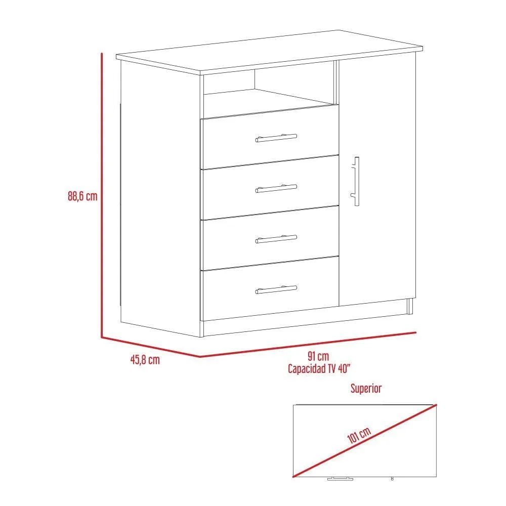 Organizador Barlovento, Cobre Y Blanco, Con Cuatro Cajones