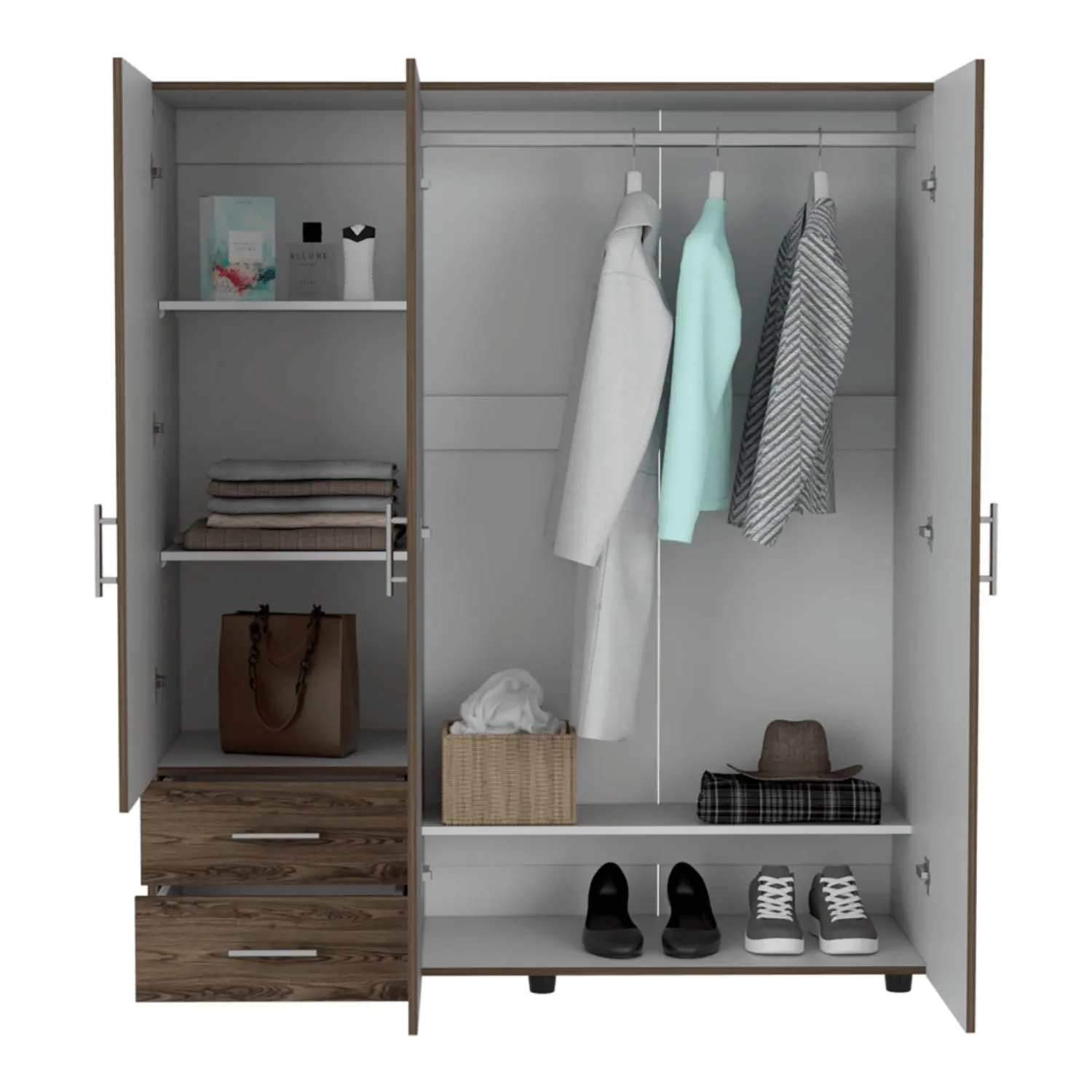 Closet Light, Chocolate Y Blanco, Con Dos Cajones Organizadores 