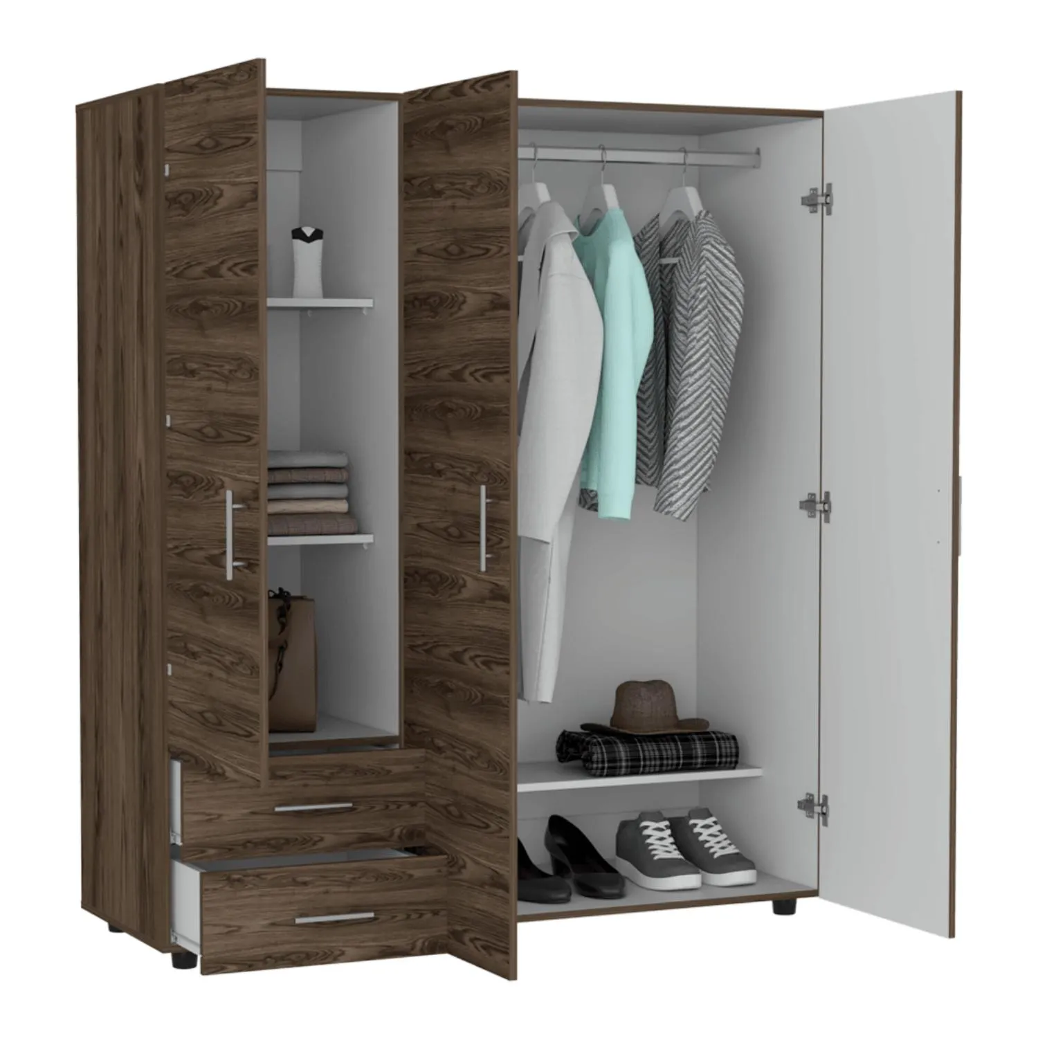 Closet Light, Chocolate Y Blanco, Con Dos Cajones Organizadores 