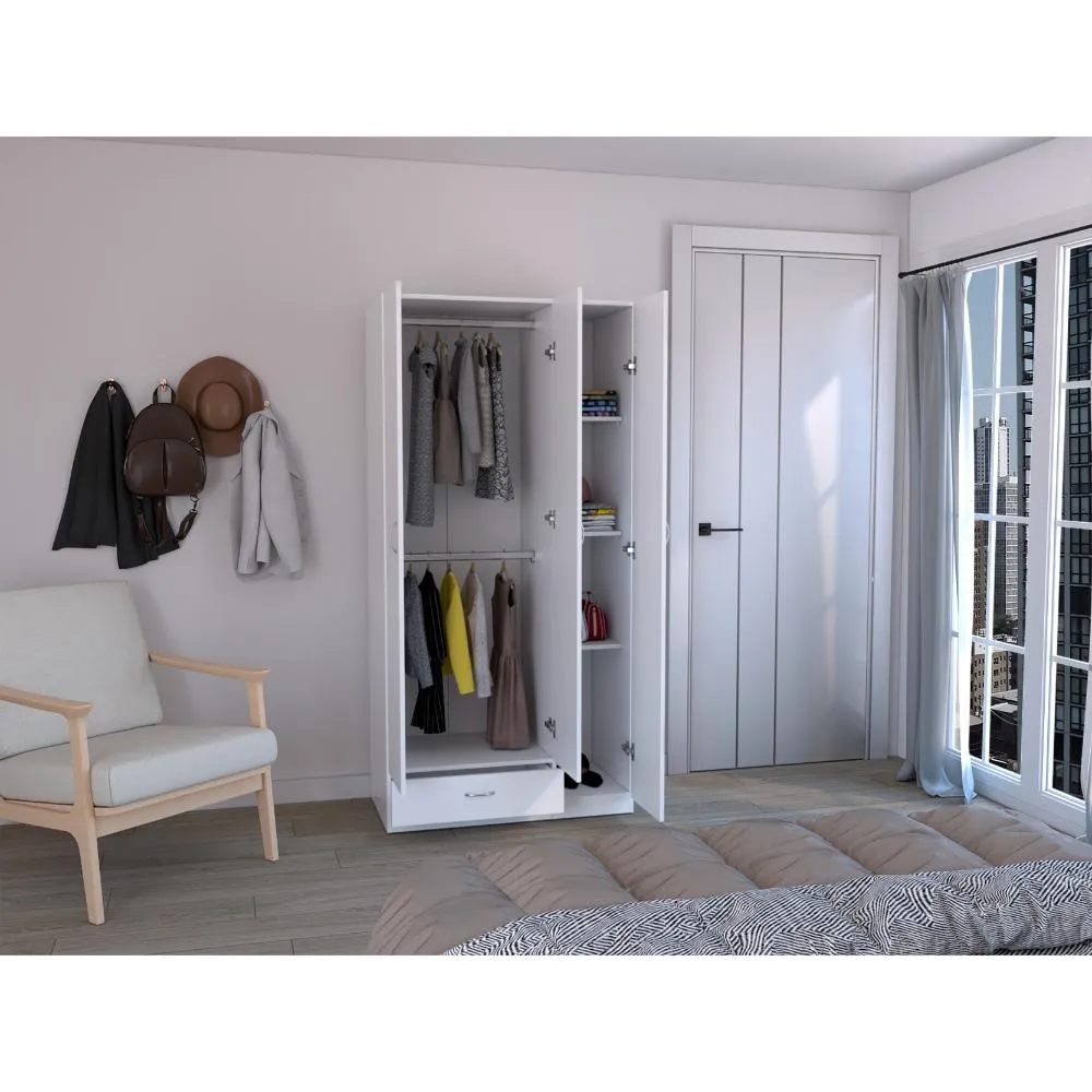 Closet Viltex, Blanco, Con Un Cajon, Amplios Espacio Para Ropa