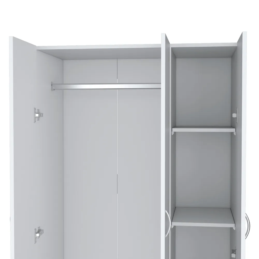 Closet Orbe, Blanco Duqueza, Con Dos Cajones, Cuatro Entrepaños Y Tubo Cromado