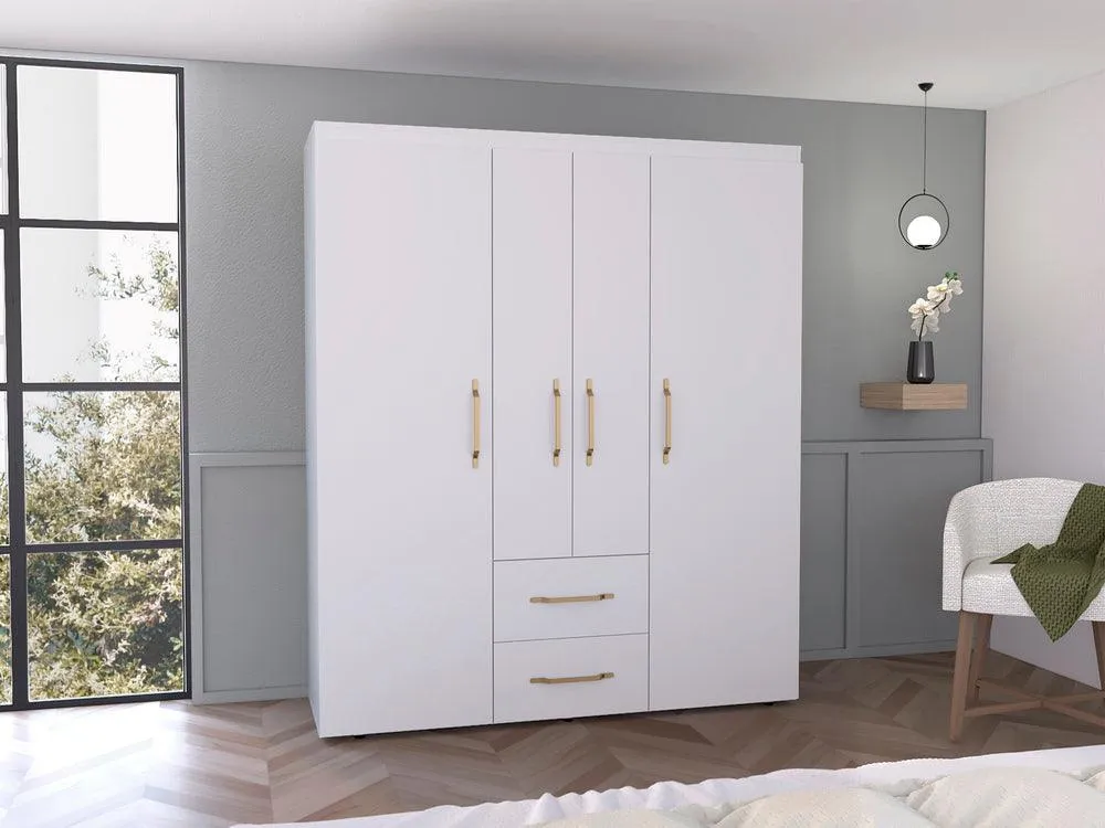 Closet Eco Golden, Blanco Y Dorado, Variedad De Entrepaños Y Seis Puertas Abatibles