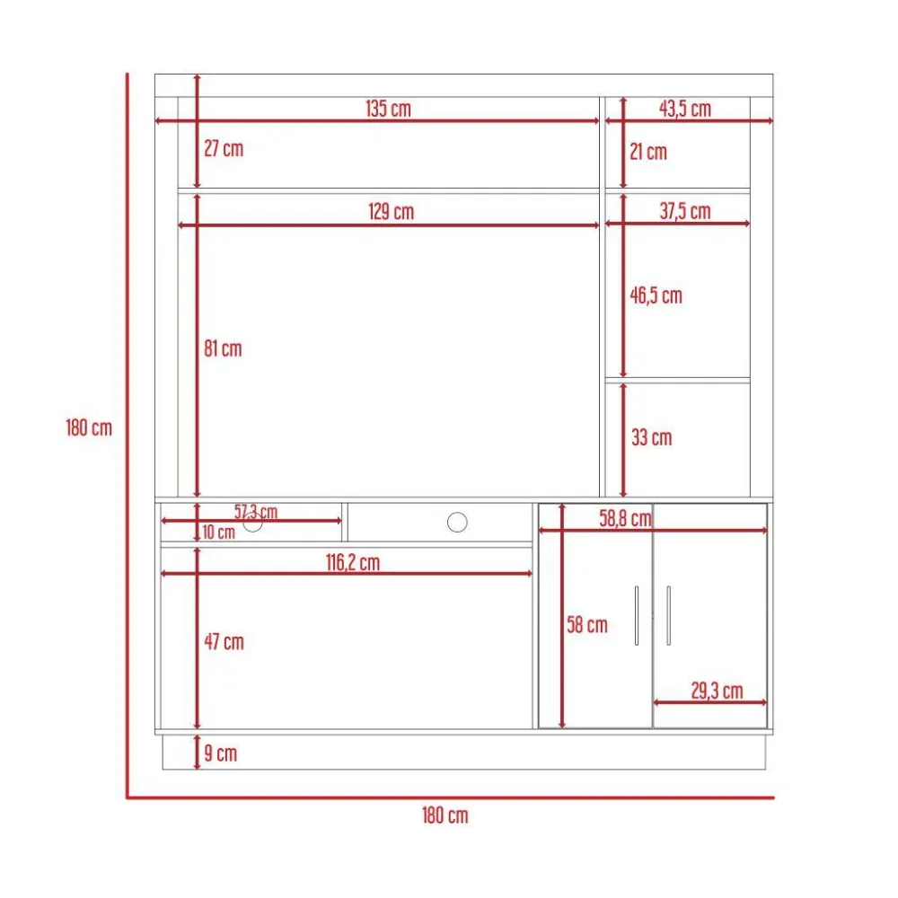 Mesa De Tv Romeo, Castaño, Con Espacio Para Televisor De 55 Pulgadas