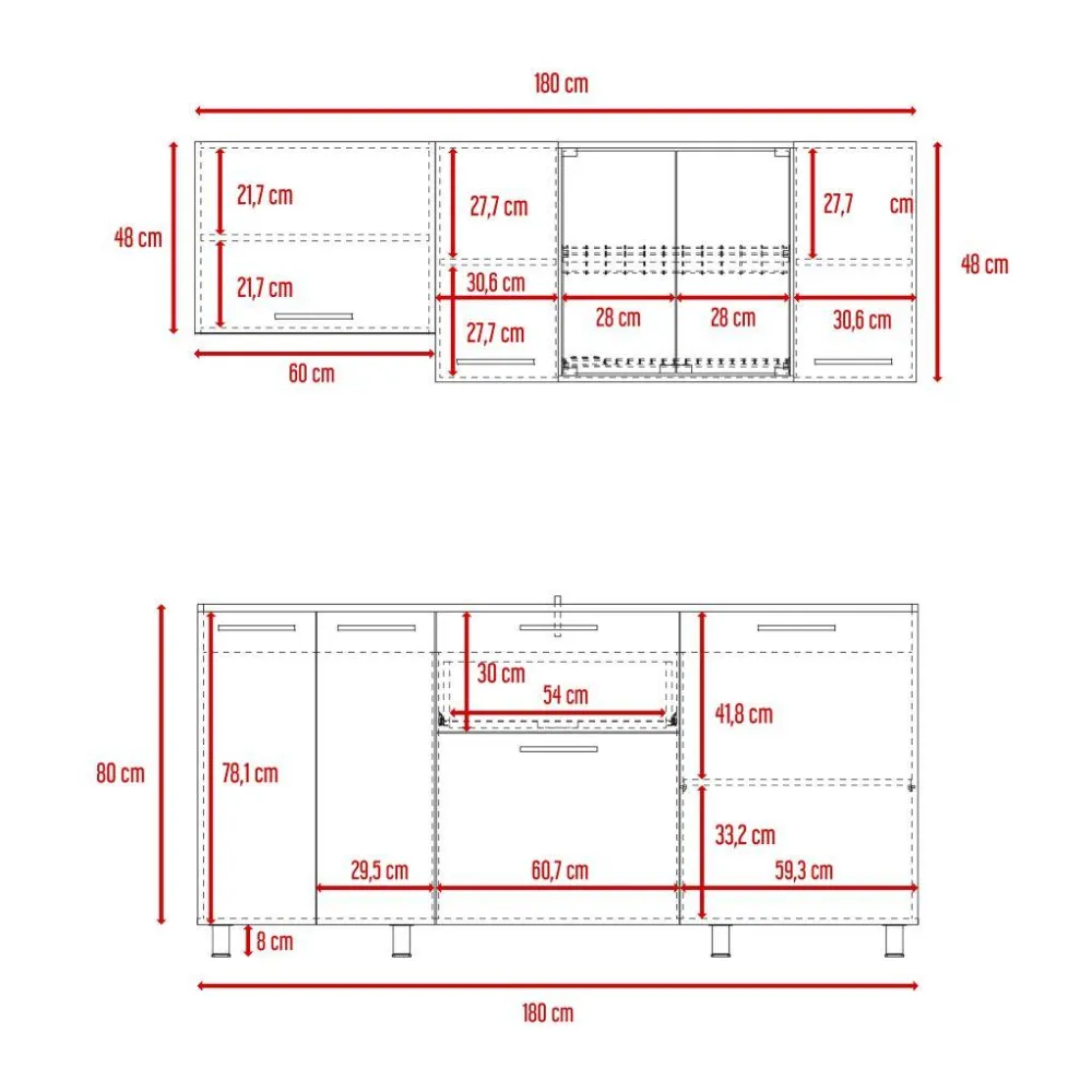 Cocina Integral Linar, Cemento Y Blanco, Incluye Mesón Derecho En Acero Inoxidable