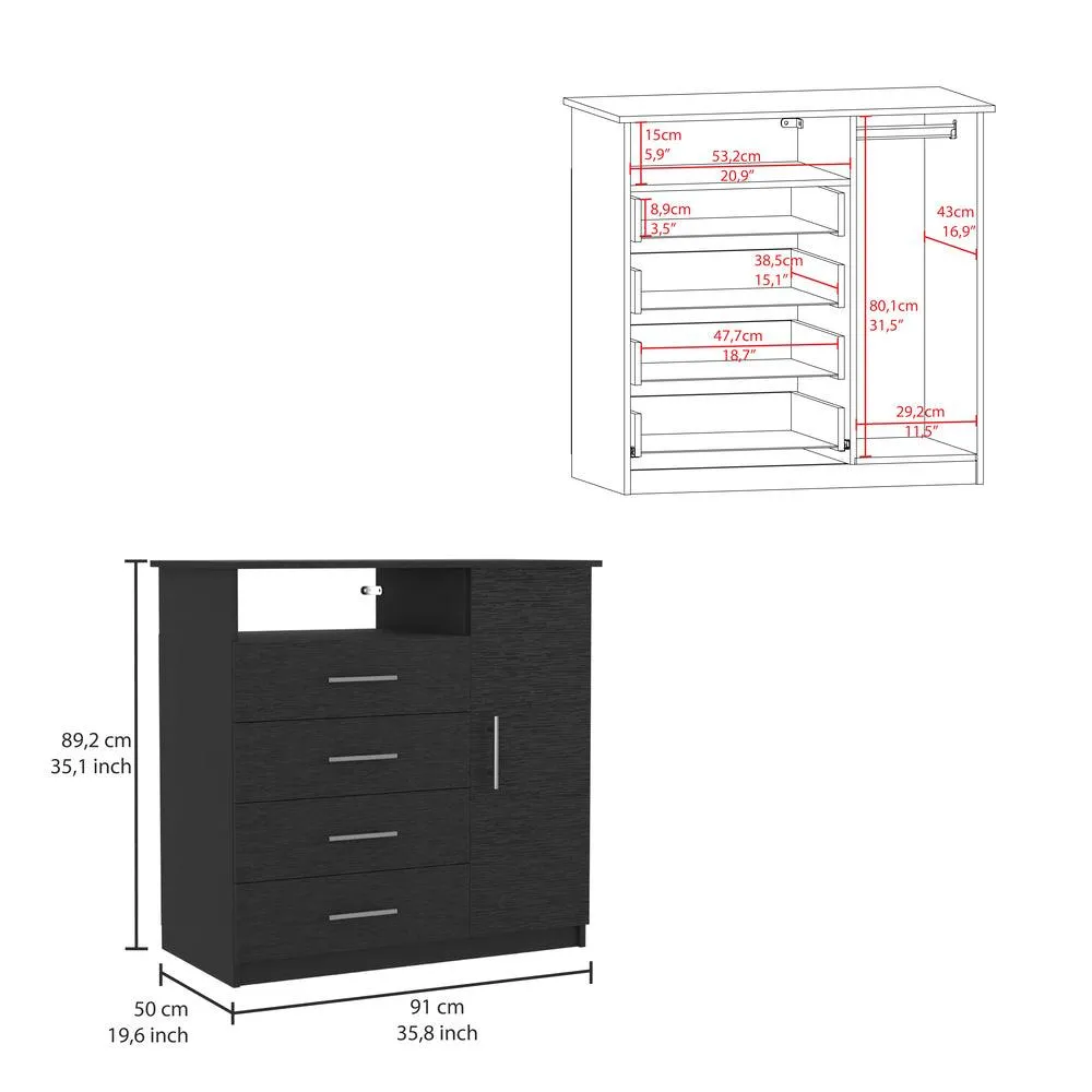 Organizador Barlovento, Wengue, Con Cuatro Cajones Deslizables 