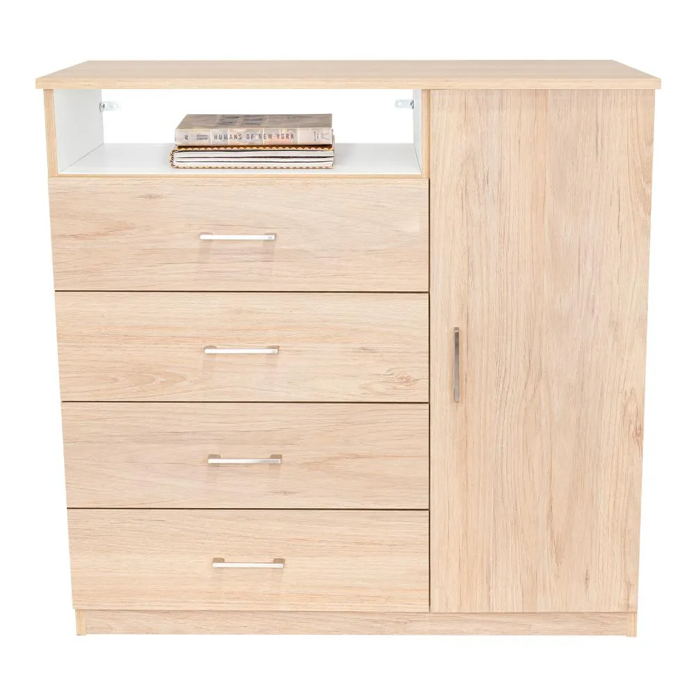 Organizador Barlovento, Beige Y Blanco, Con Cuatro Cajones Organizadores