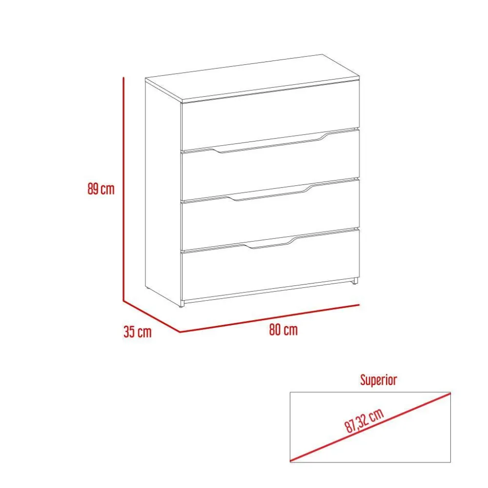 Organizador Zory, Beige Y Blanco, Con Cuatro Cajones