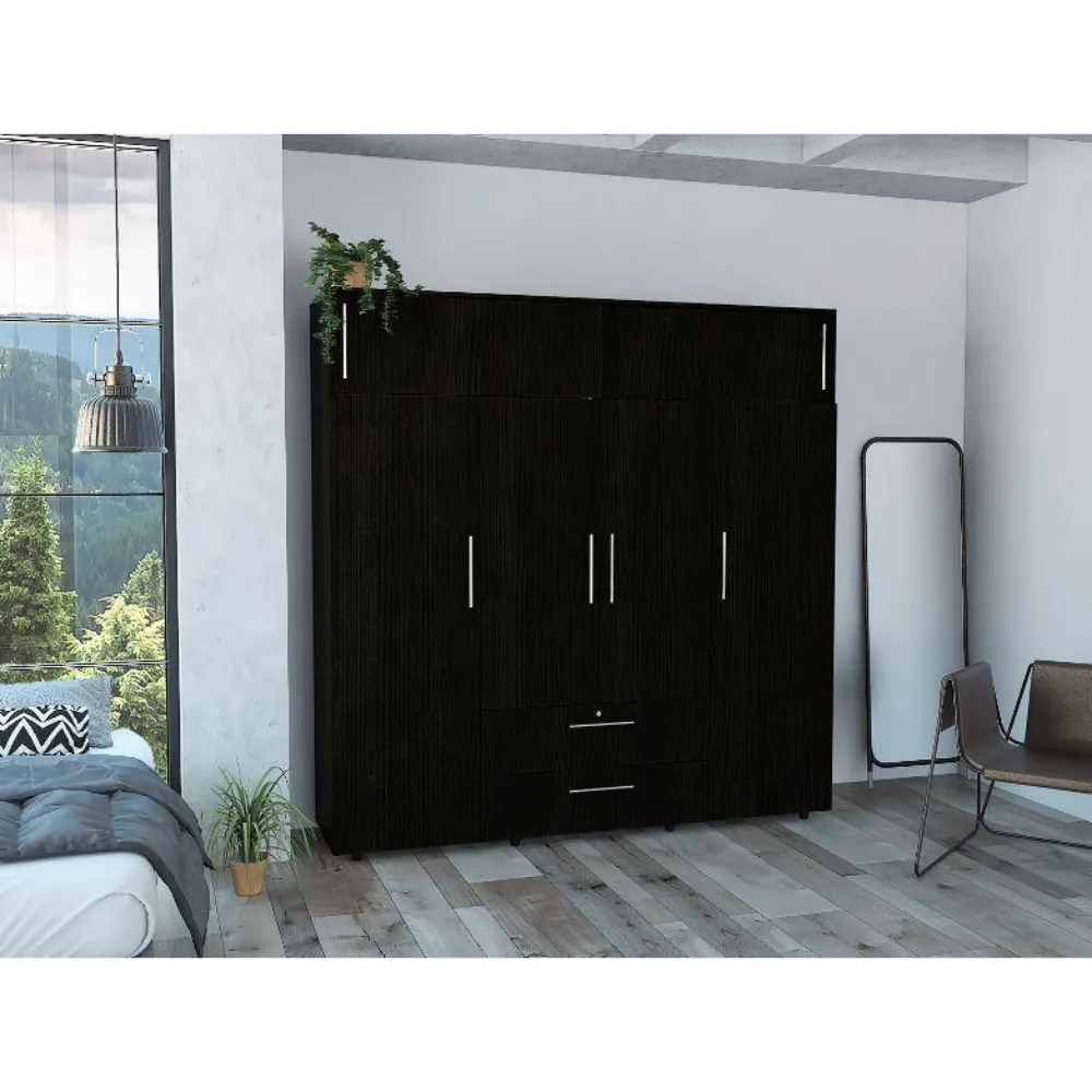 Closet Babel, Wengue, Con Cuatro Puertas Abatibles Y Cuatro Cajones Multiusos