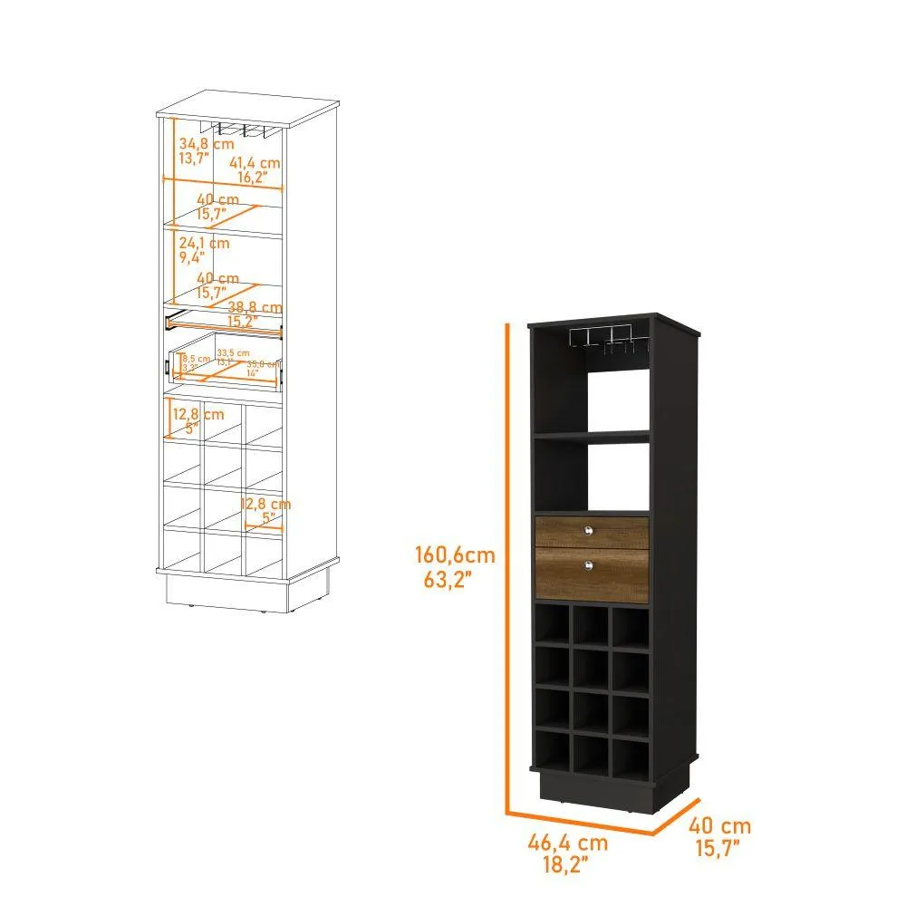 Bar Clasic, Wengue Y Cobre, Con Espacio Para Botellas Y Porta Copas