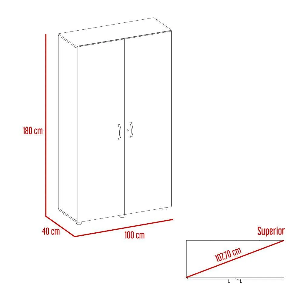 Closet Light Macadamia y Blanco Con Dos Puertas Batientes