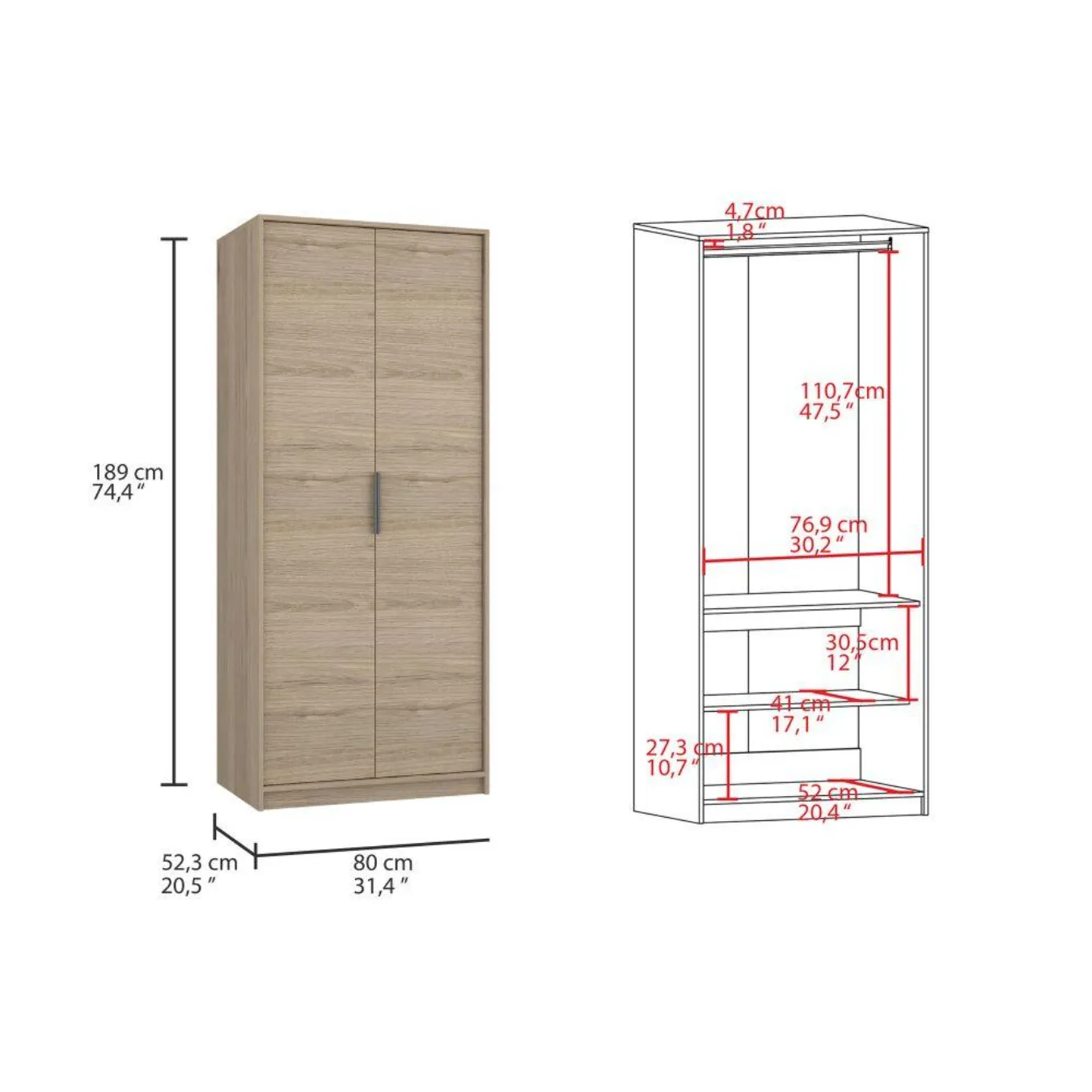 Closet Wesley, Beige Y Blanco, Diseño Moderno Con Combinación De Colores