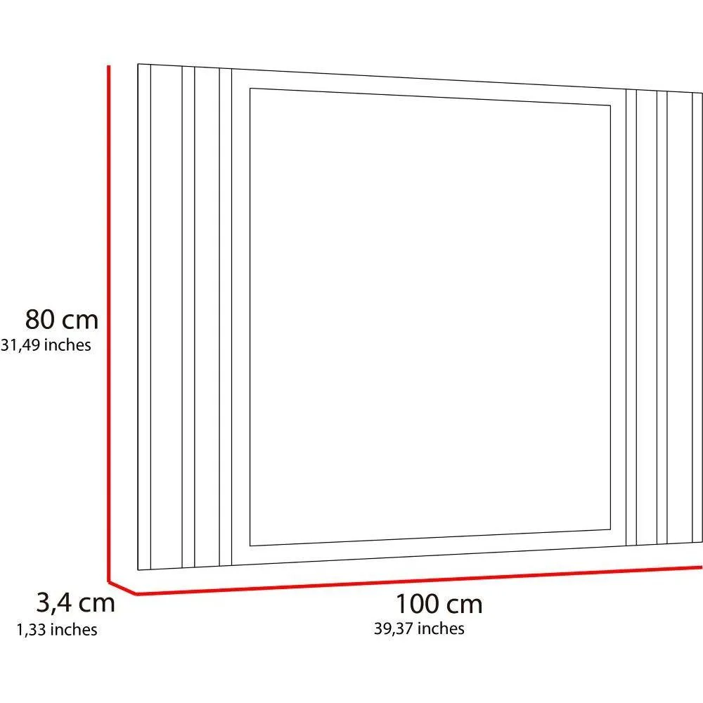 Espejo Rectangular Apolo, Gris, con Luz Led