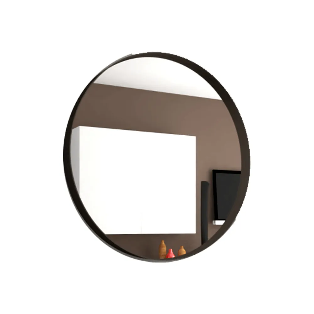 Espejo Circular Bela, Negro, con Marco En Estructura Metálica