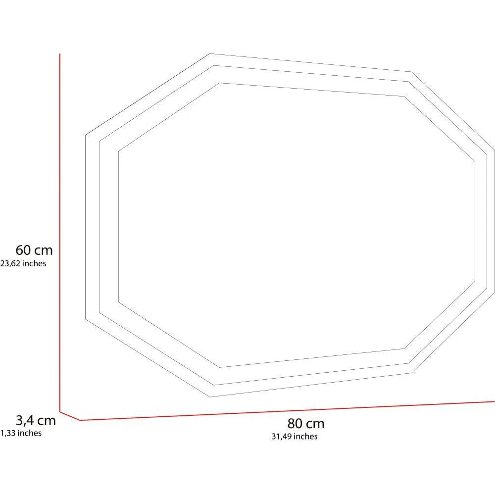 Espejo Hexagonal Mizu, Gris, con Luz Led