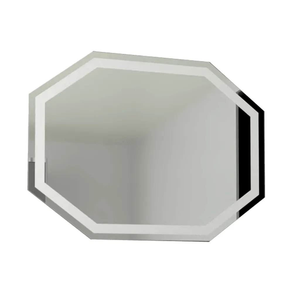 Espejo Hexagonal Mizu, Gris, con Luz Led