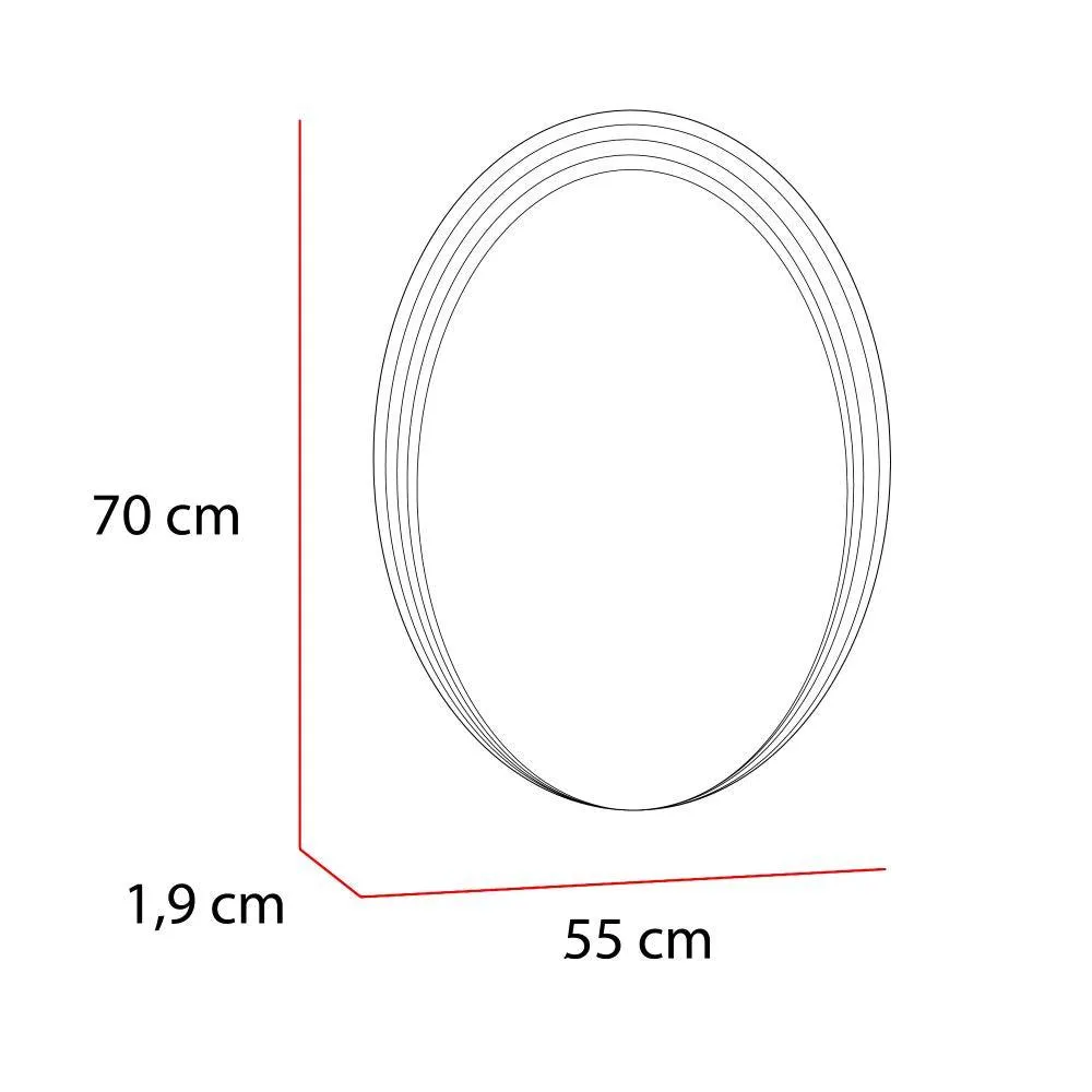 Espejo Ovalado Zahara, Gris, Con Líneas Curvas En Samdblasting