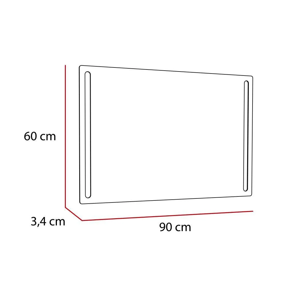 Espejo Rectangular Hera, Gris, Con Luz Led