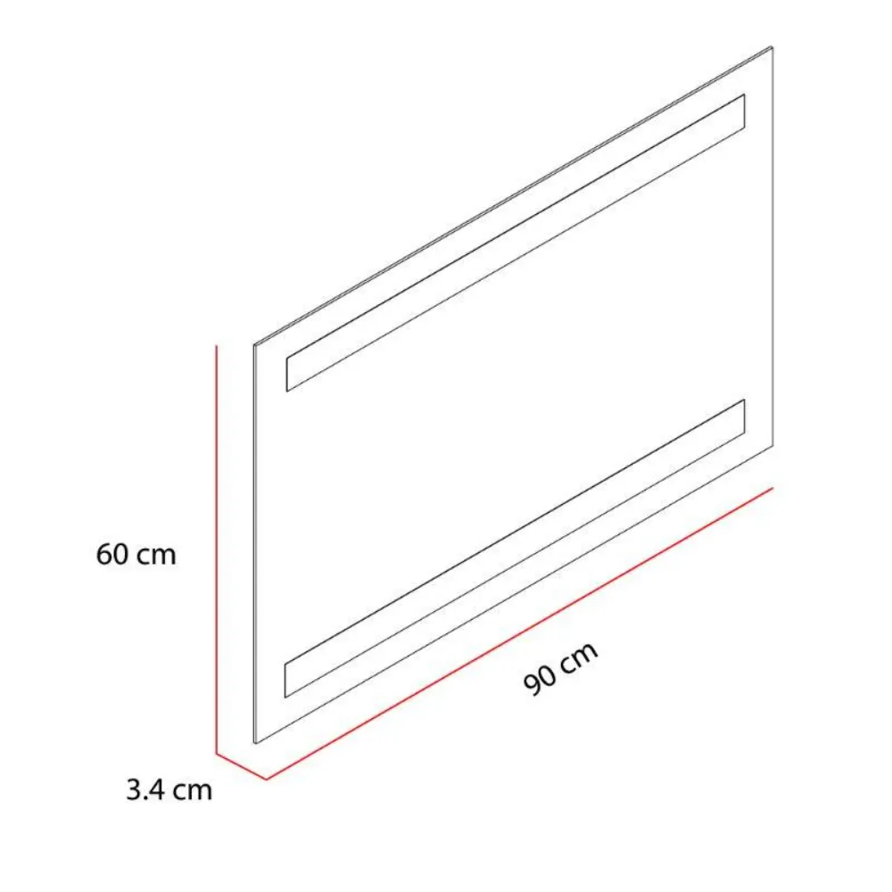 Espejo Rectangular Udine, Gris, Con Luz Led