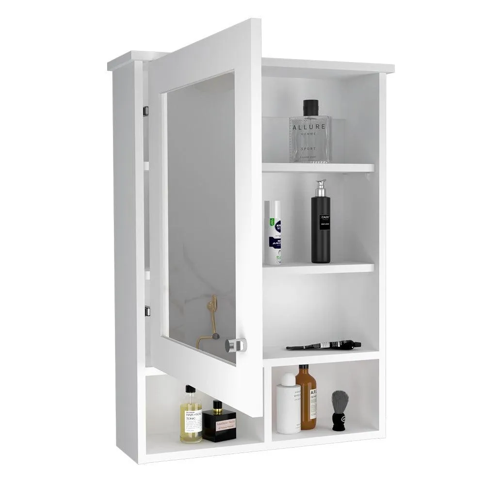 Gabinete de Baño Egeo, Blanco, Con Puerta Espejo Y Tres Entrepaños