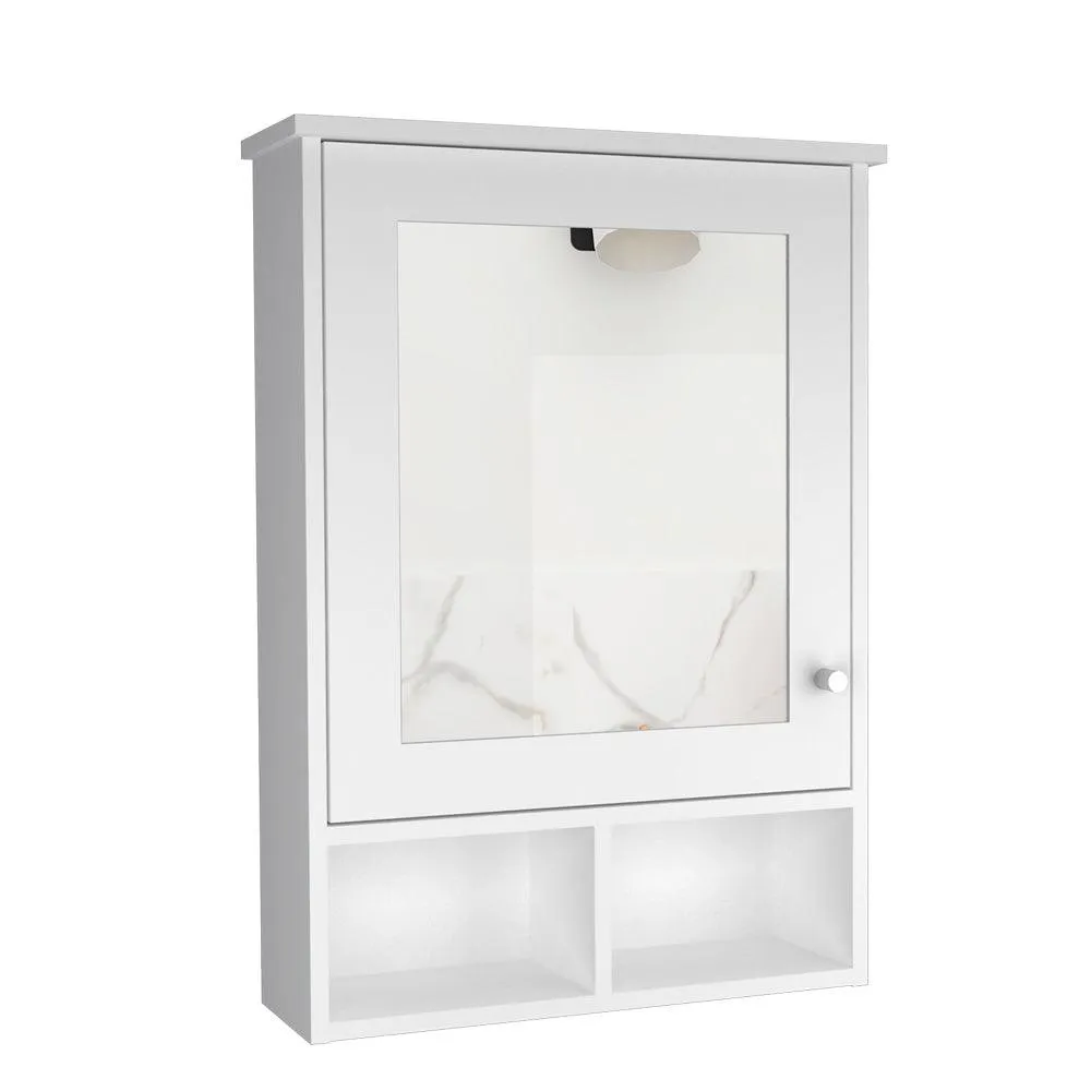 Gabinete de Baño Egeo, Blanco, Con Puerta Espejo Y Tres Entrepaños