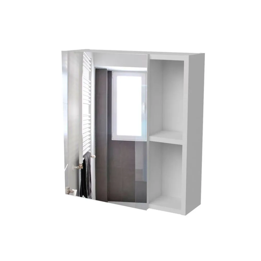 Gabinete De Baño Dakari, Blanco, Con Puerta Espejo Y Entrepaños  