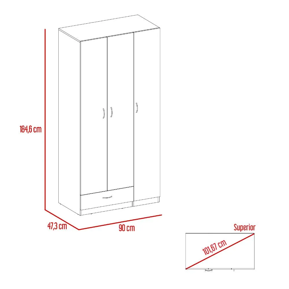 Closet Viltex, Blanco, Con Un Cajon, Amplios Espacio Para Ropa