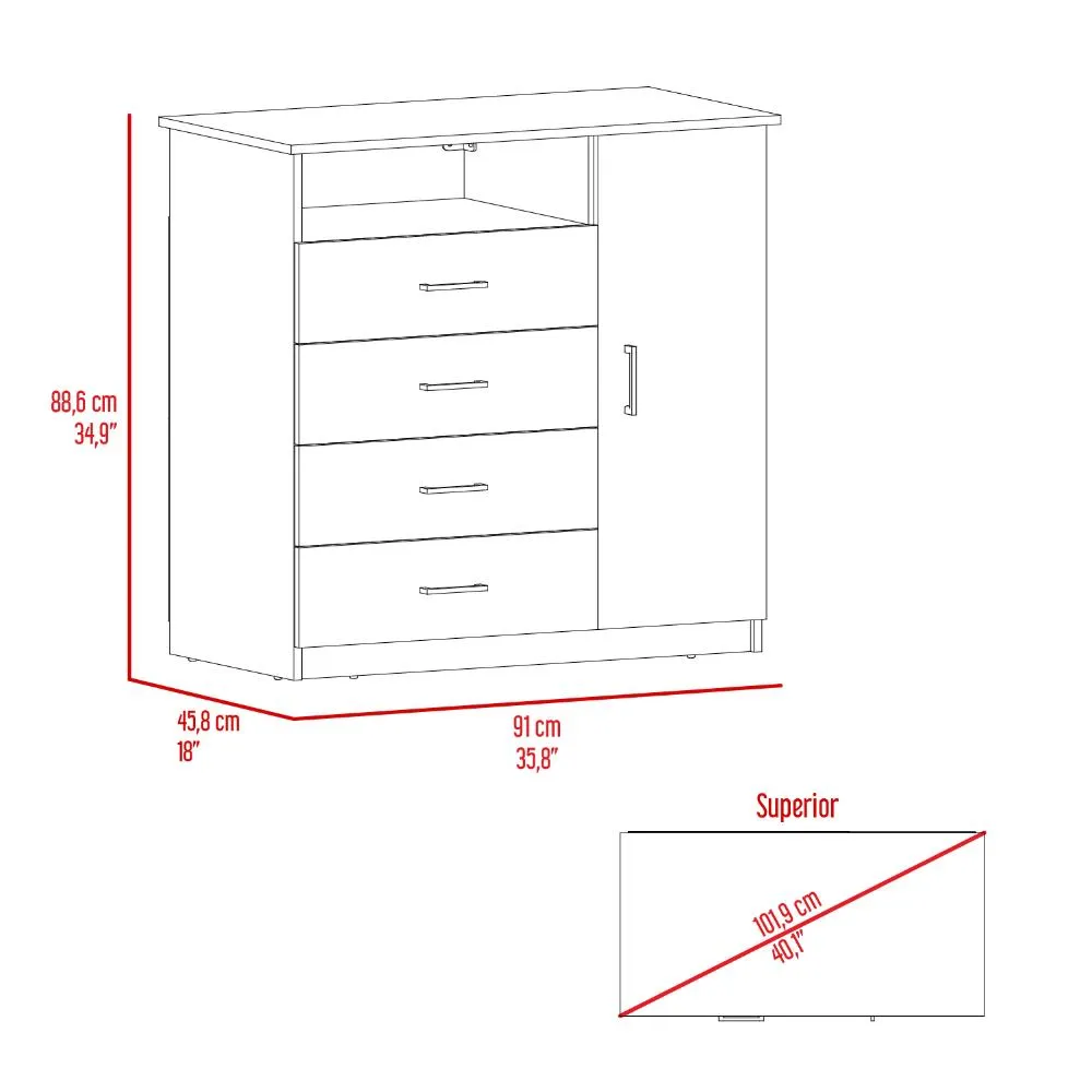 Organizador Barlovento, Beige Y Blanco, Con Cuatro Cajones Organizadores