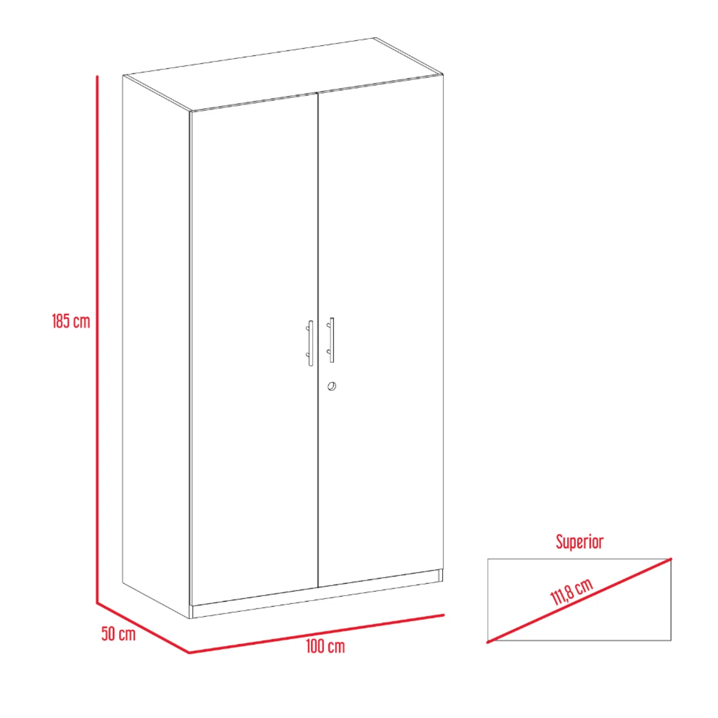 Closet Maya, Wengue, Con Dos Puertas Abatibles Con Cerradura Y Cuatro Entrepaños