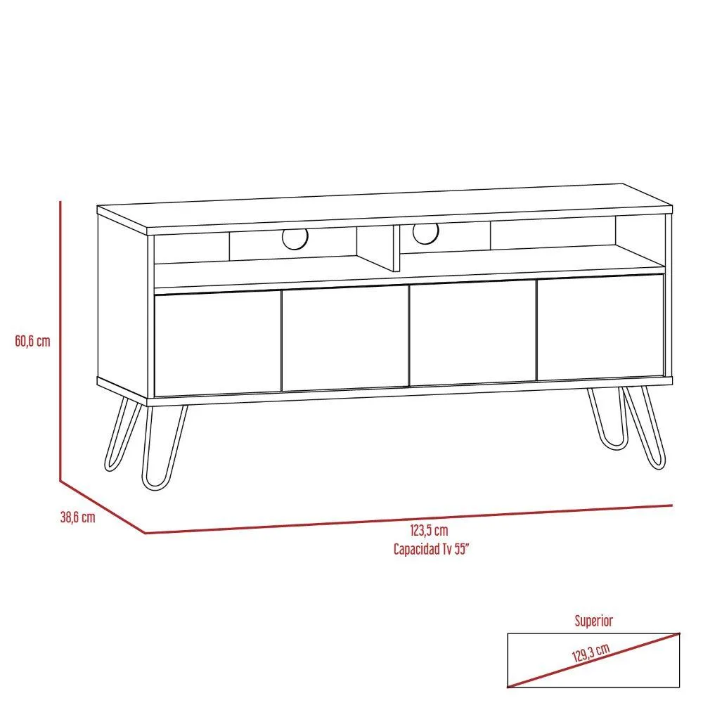 Mesa Para Tv Lara, Wengue Y Caoba, Para Televisor De 55 Pulgadas