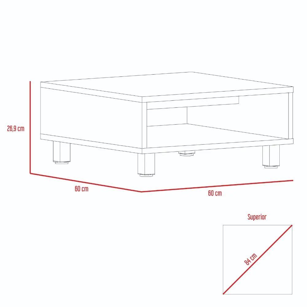 Mesa De Centro Pity, Beige, Con Patas En Acero Cromado