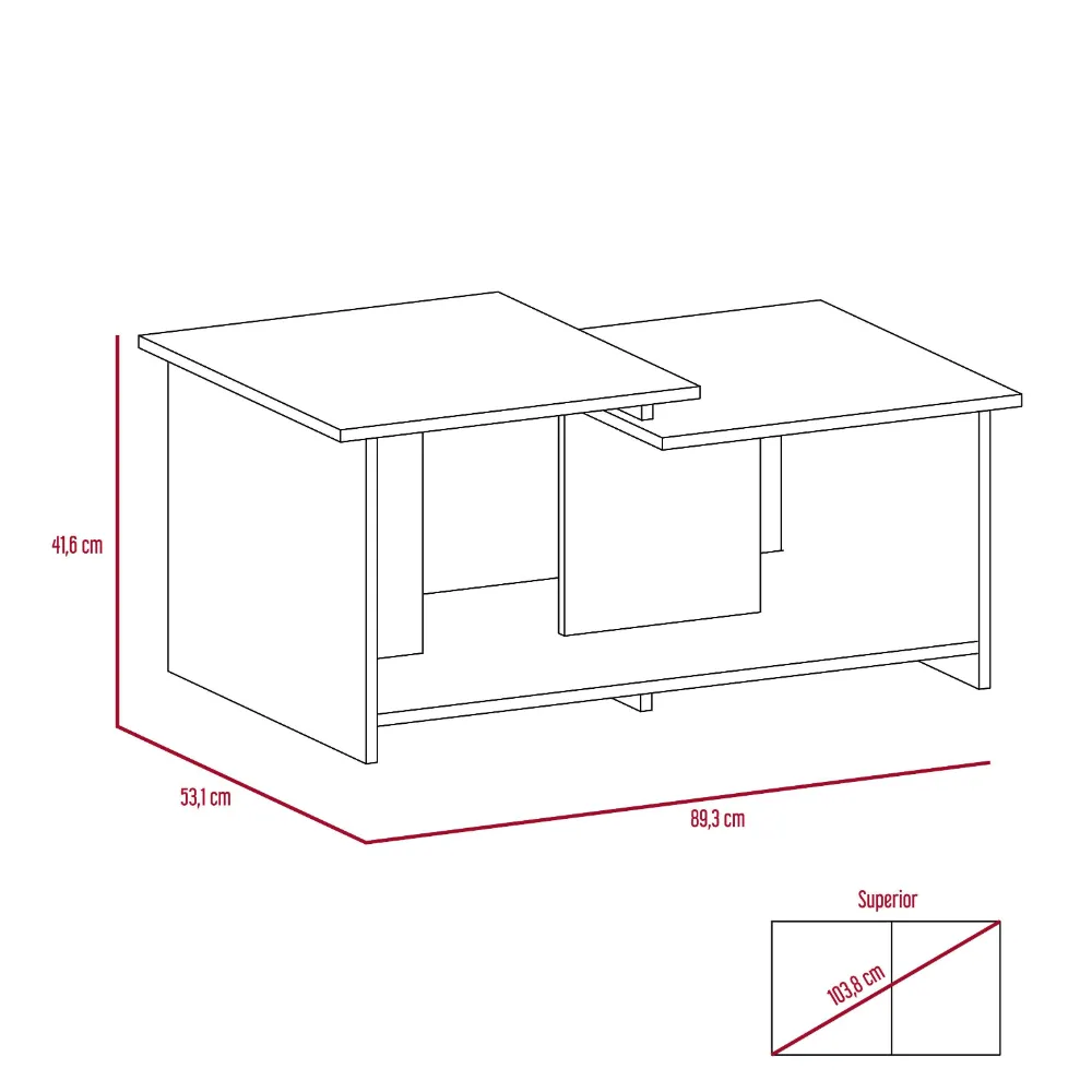 Mesa De Centro Thiny, Wengue, Con Variedad De Entrepaños