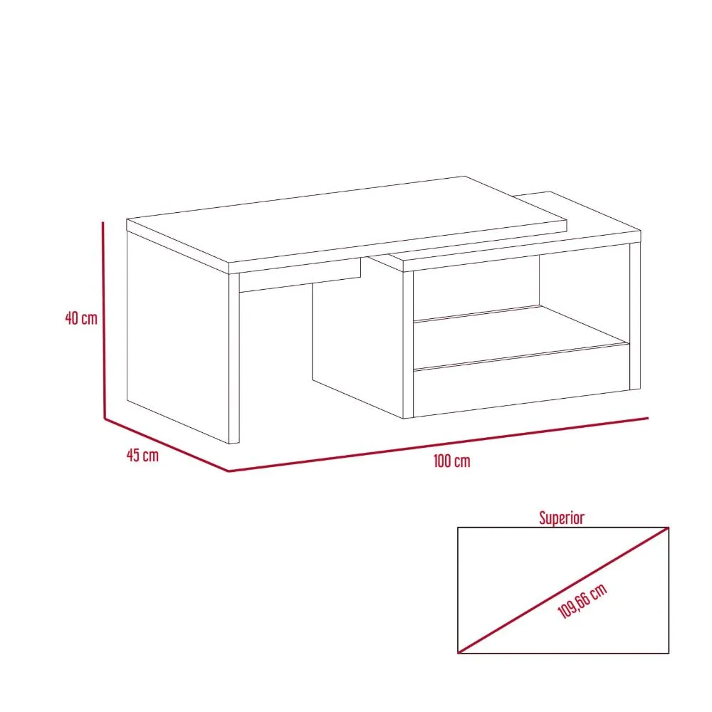 Mesa De Centro Wesley, Wengue Y Miel, Con Amplio Espacio Ideal Para Ubicar Decoraciones