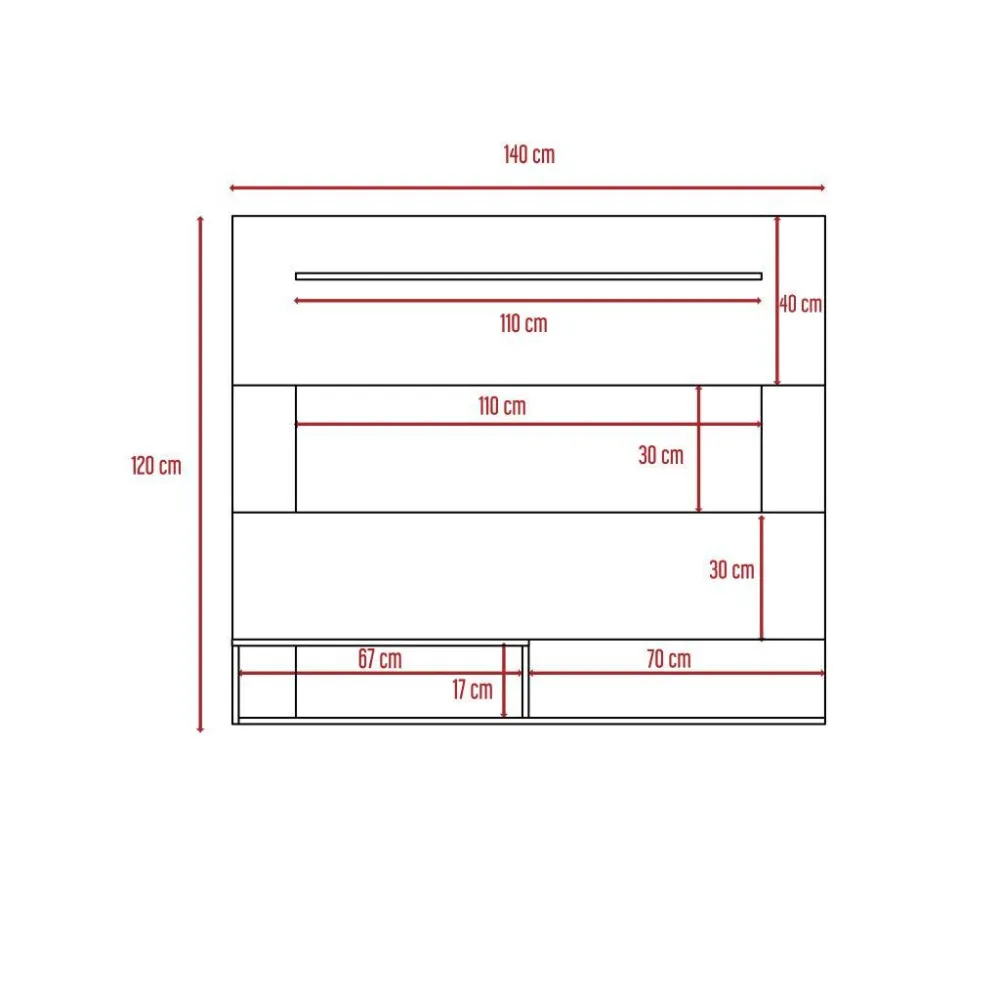 Panel Para TV Ascher, Wengue, Para TV de 55"