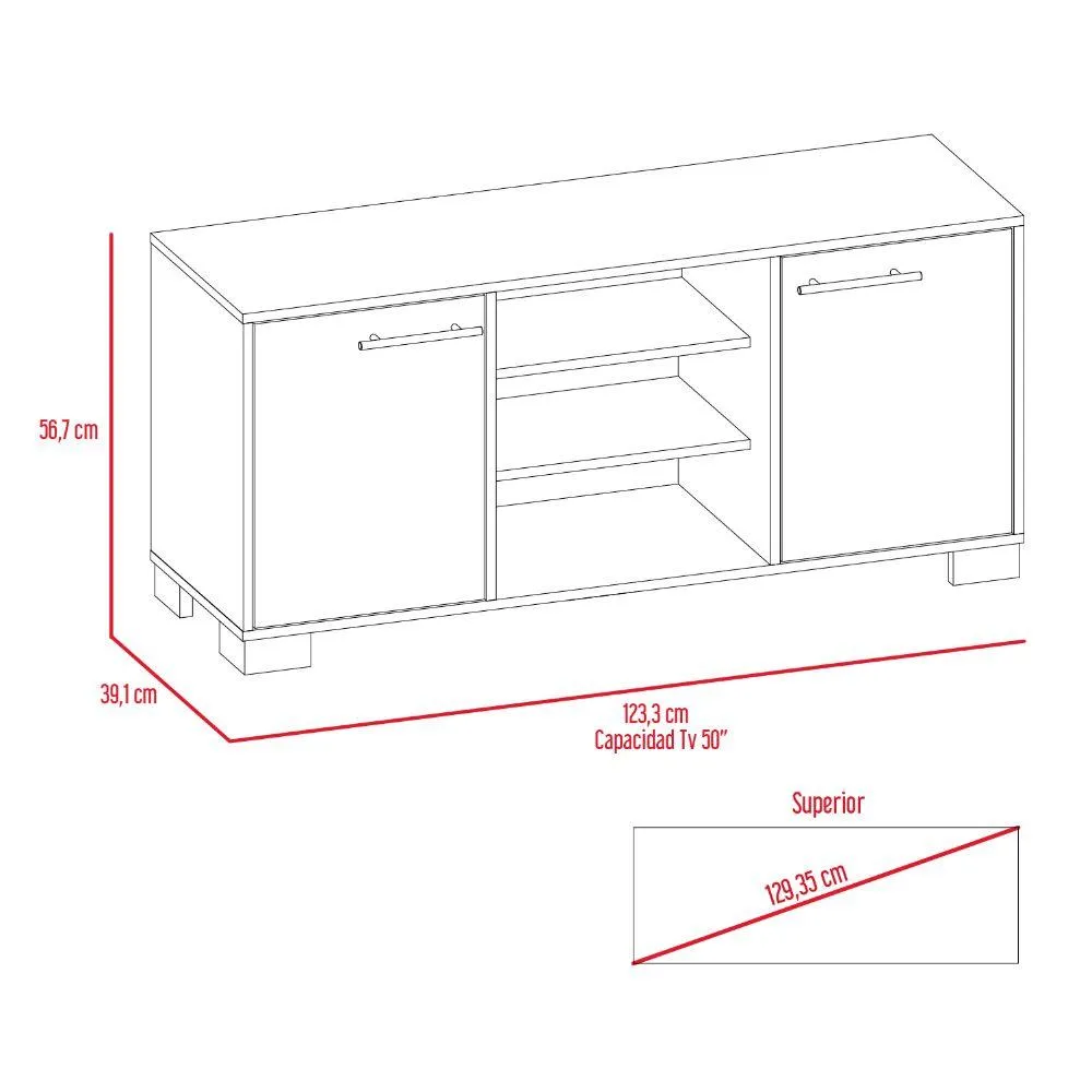 Mesa Para Tv Marsel, Castaño Y Café Claro, Con Dos Puertas