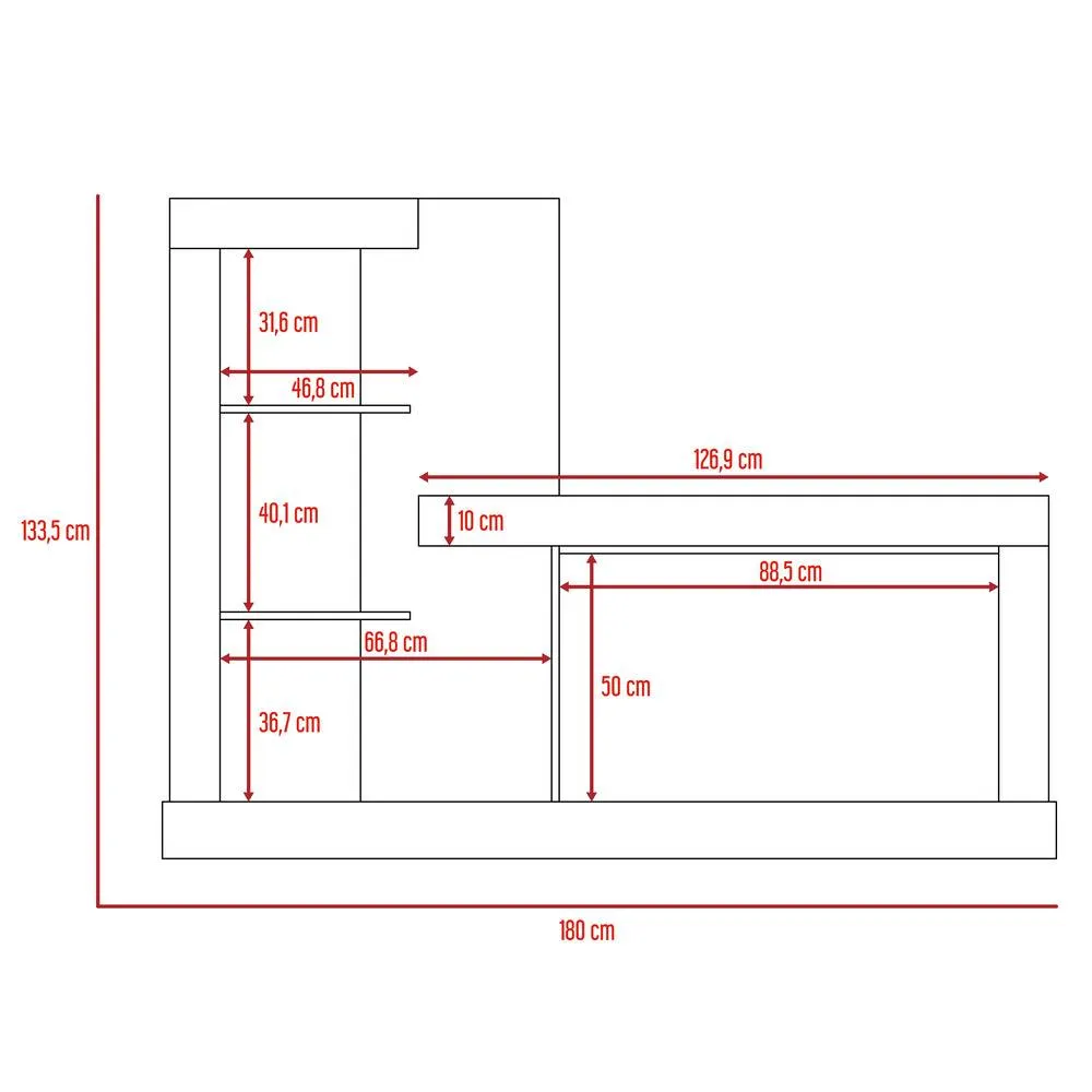 Mesa Para Tv Samir, Miel Y Blanco,  Con Espacio Para Televisor De Hasta 55 Pulgadas