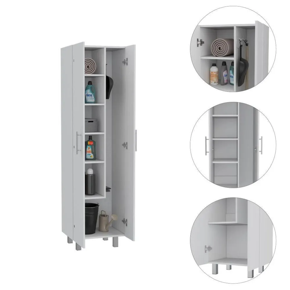 Mueble De Aseo Romana, Blanco Perla, Con Cinco Entrepaños Organizadores