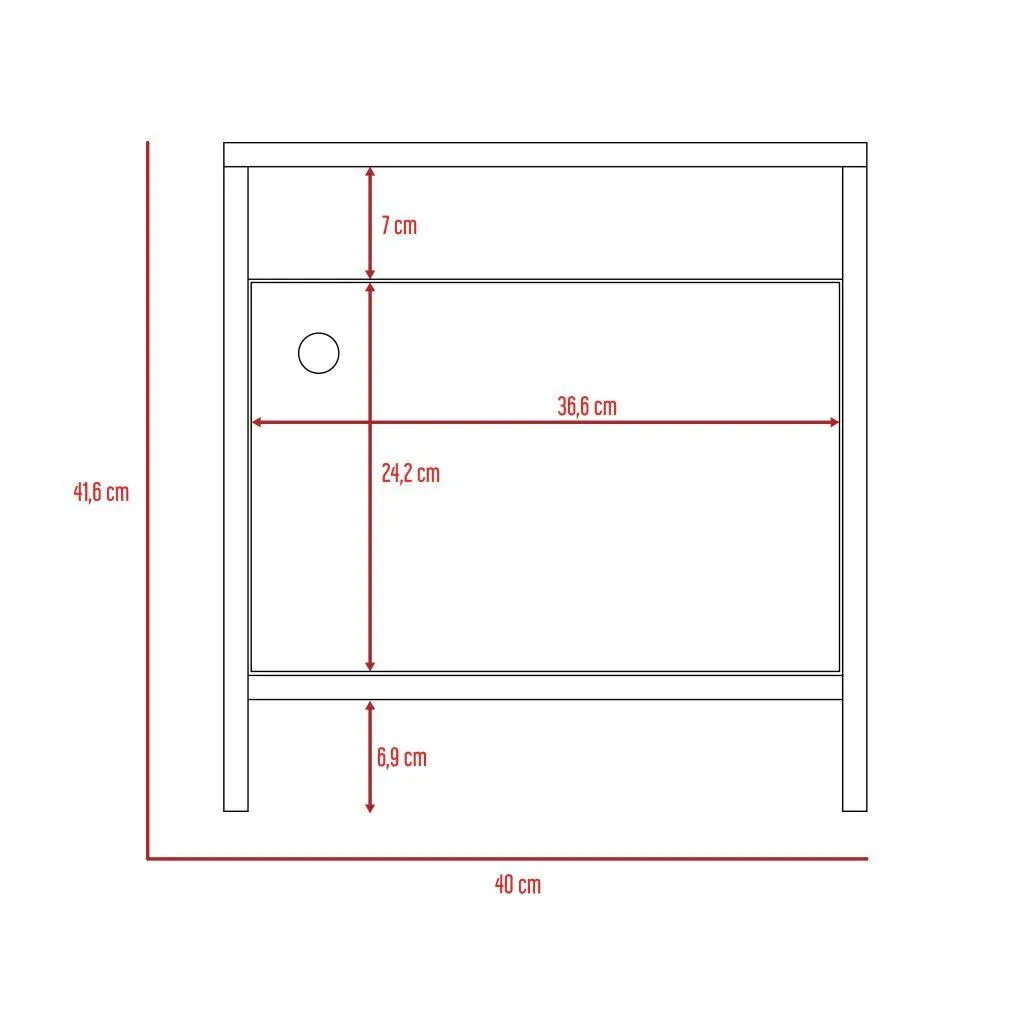 Mesa De Noche Tutto, Café Claro, Con Un Cajón Amplio Ideal Para Espacios Pequeños