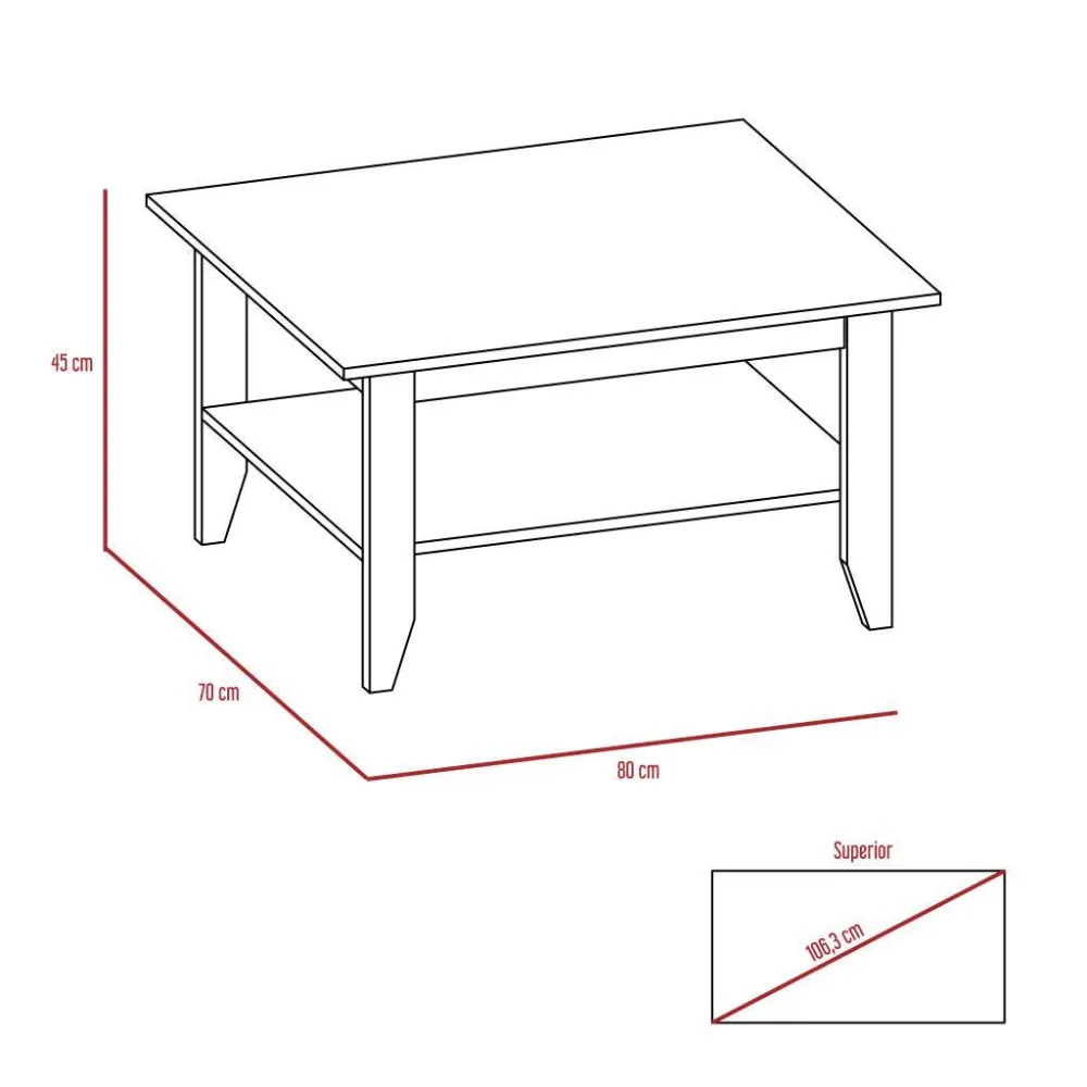 Mesa De Centro Omah, Beige, Con Amplia Superficie