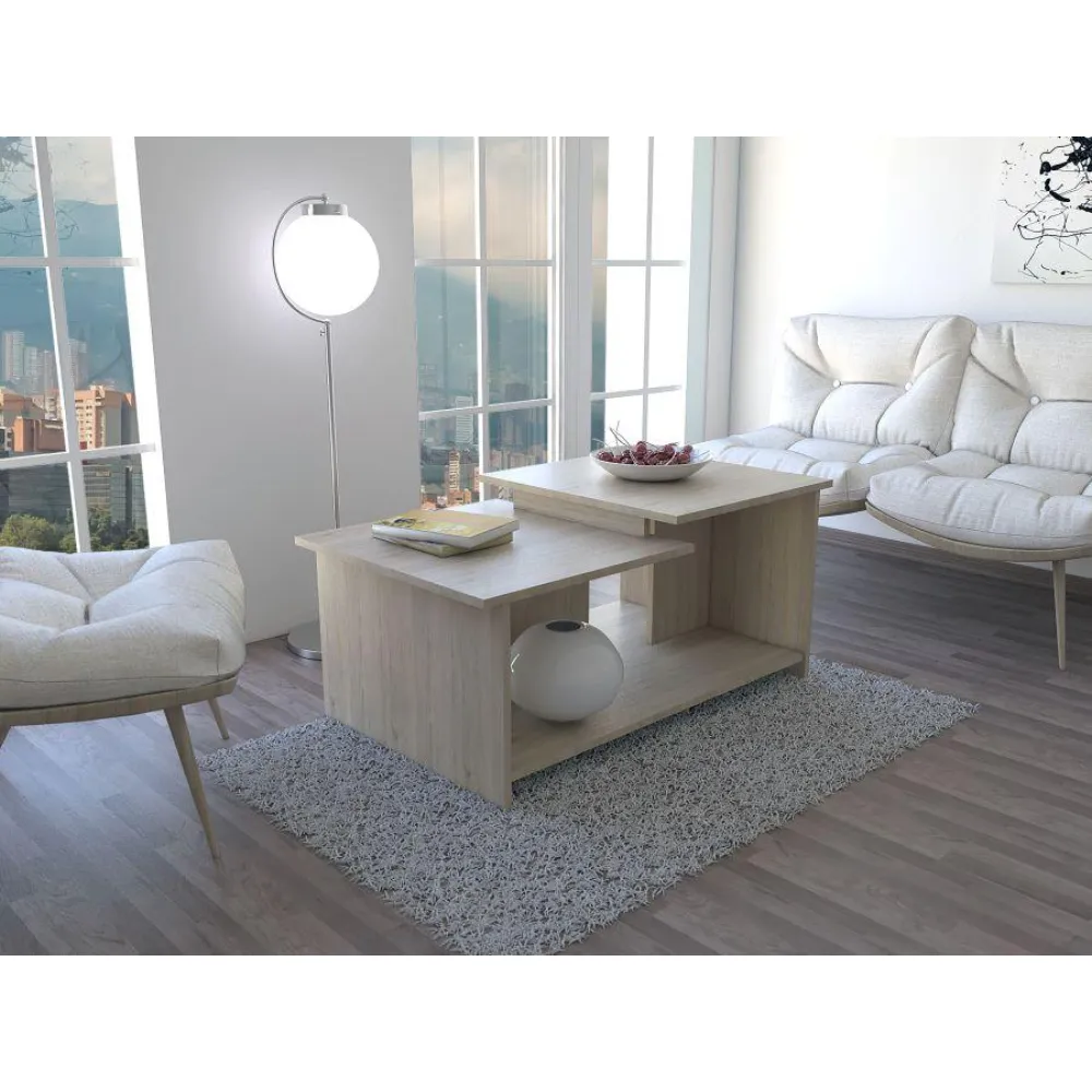 Mesa De Centro Trueno, Beige, Con Amplio Espacio Ideal Para Ubicar Decoraciones