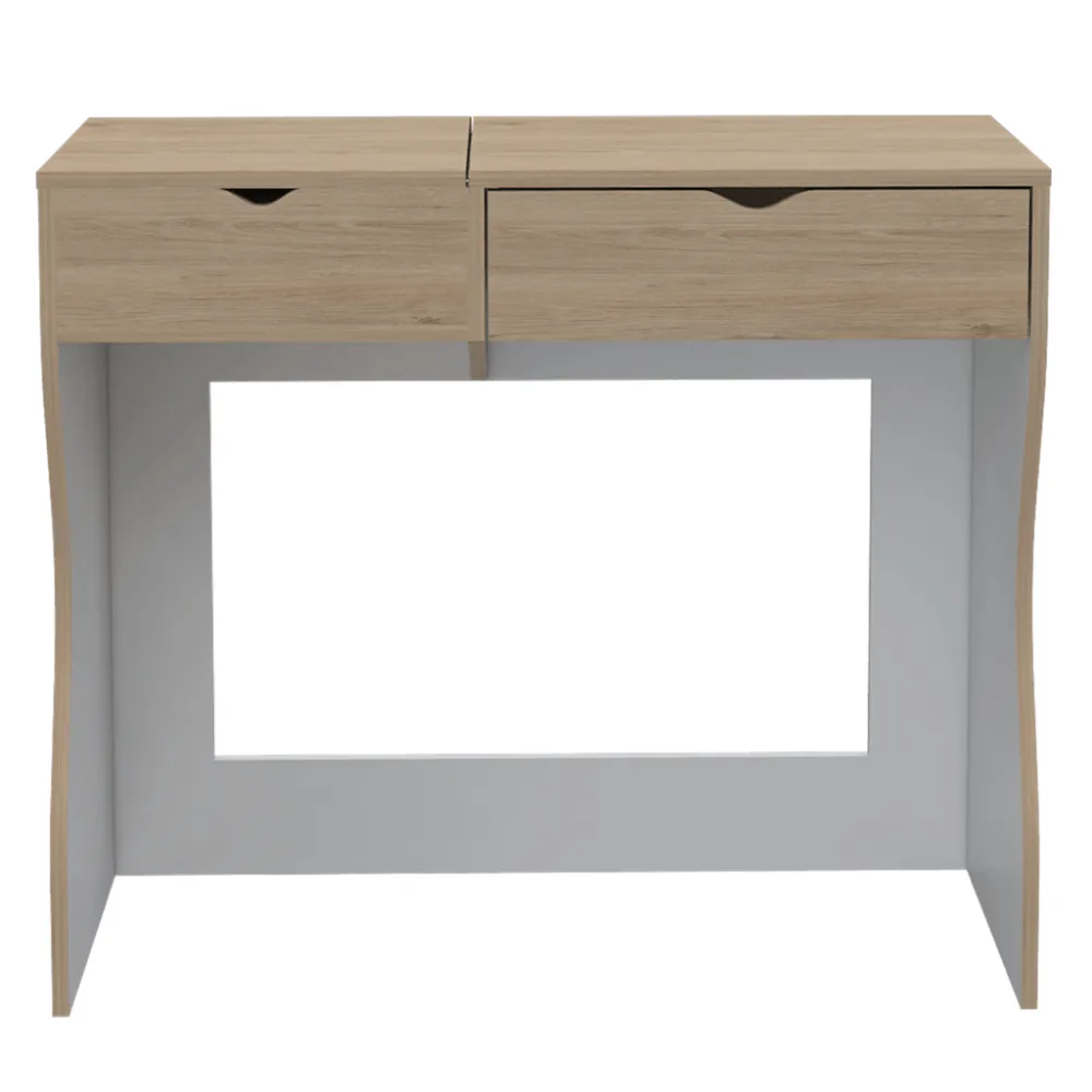 Mueble Tocador Perlak, Beige y Blanco, Con Dos Cajones