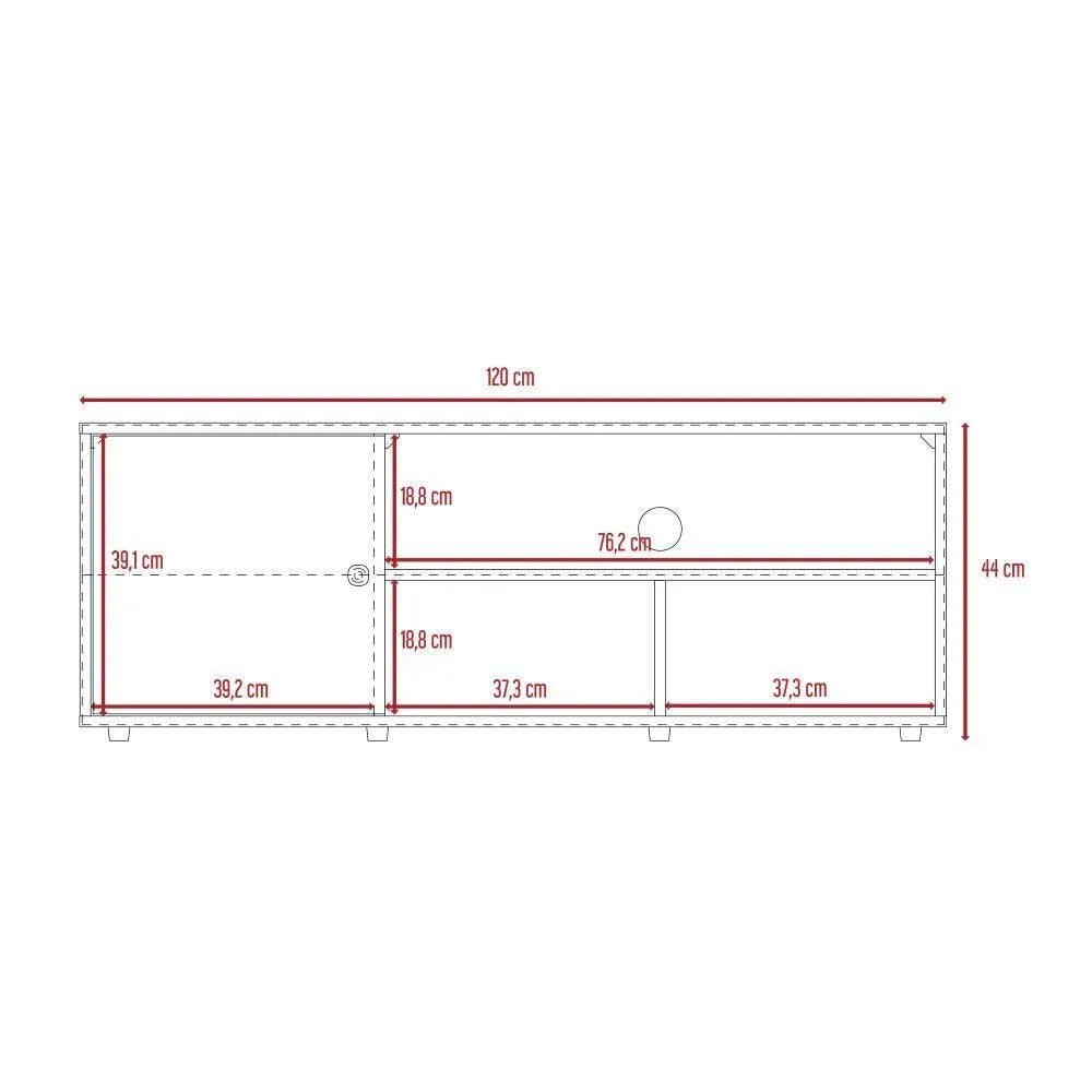 Mesa Para Tv Noah, Macadamia y Blanco Vainilla, con Variedad de Entrepaños