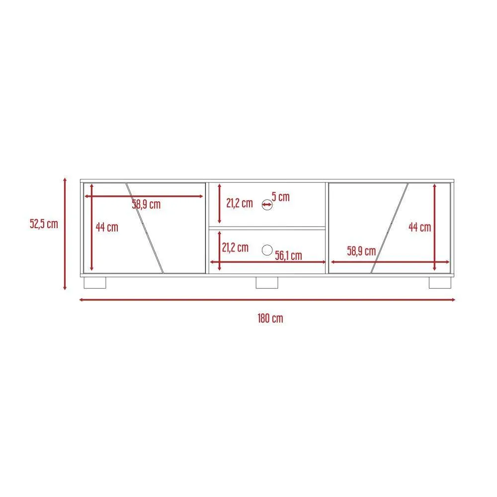 Mesa Para Tv Orus, Miel Y Caoba, Con Espacio Para Televisor De 80 Pulgadas