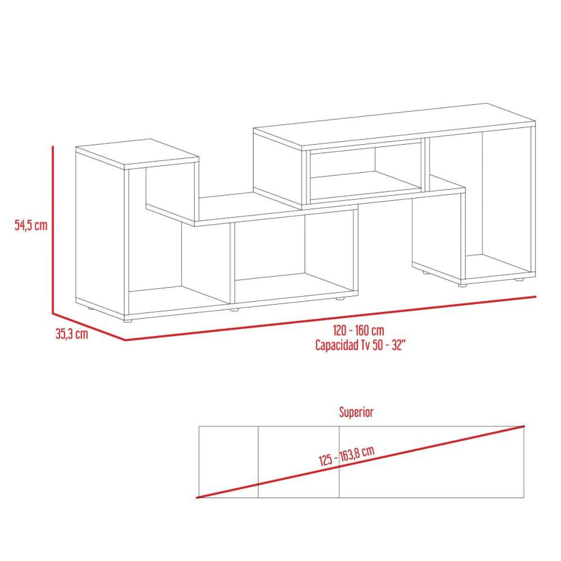 Mesa para TV Ascher, Blanco Duqueza Con Espacio Para TV De Hasta 50"