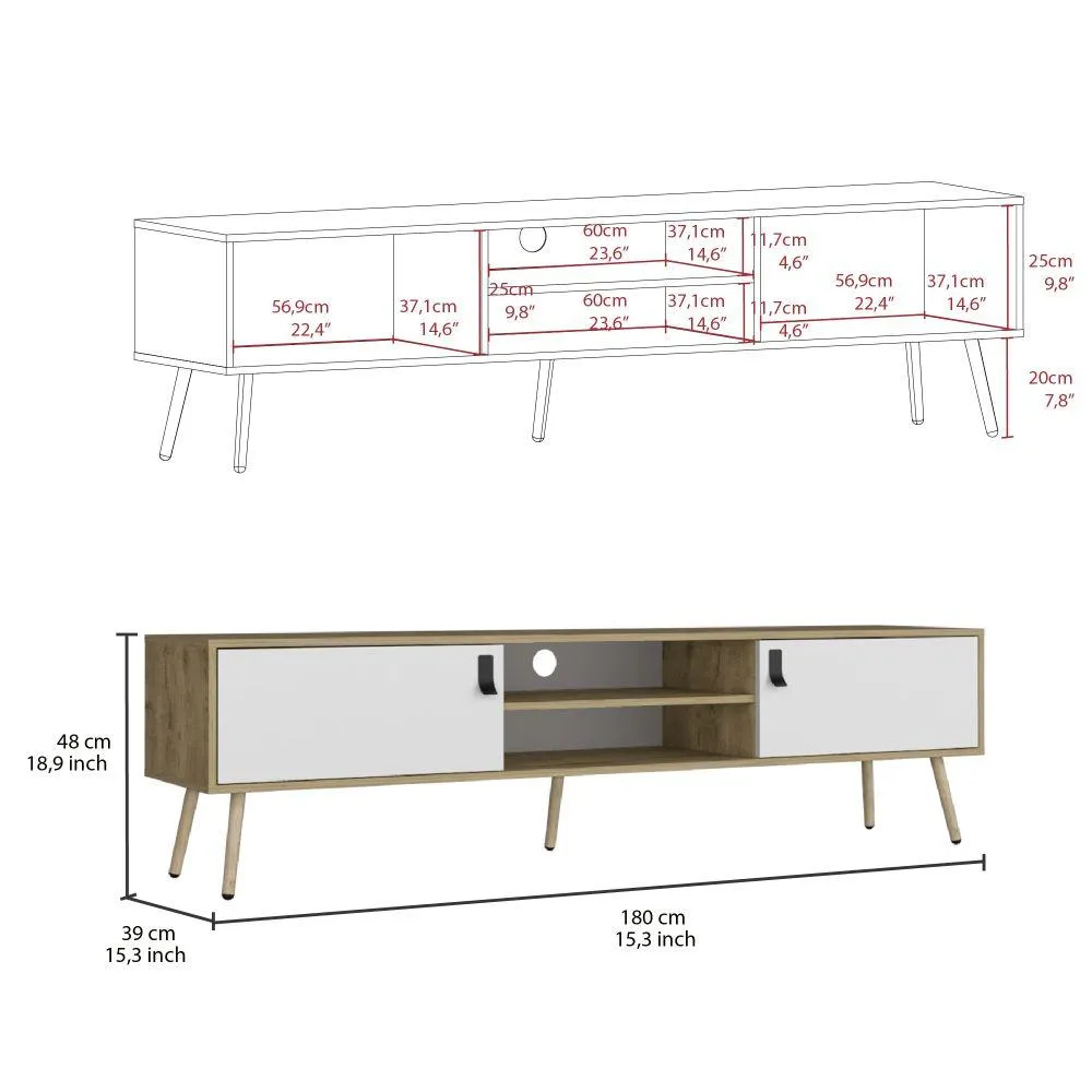 Mesa para TV Lienxo, Macadamia y Blanco