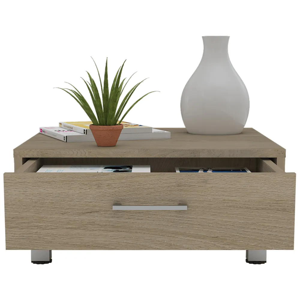 Mesa De Centro Ascher, Beige, Con Un Cajón